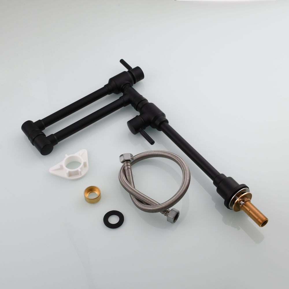 Tecmolog Brass Folding Deck Mount Pot Faucets Over Stove,Single Cold Kitchen Tap with Double Joint Swing Arms
