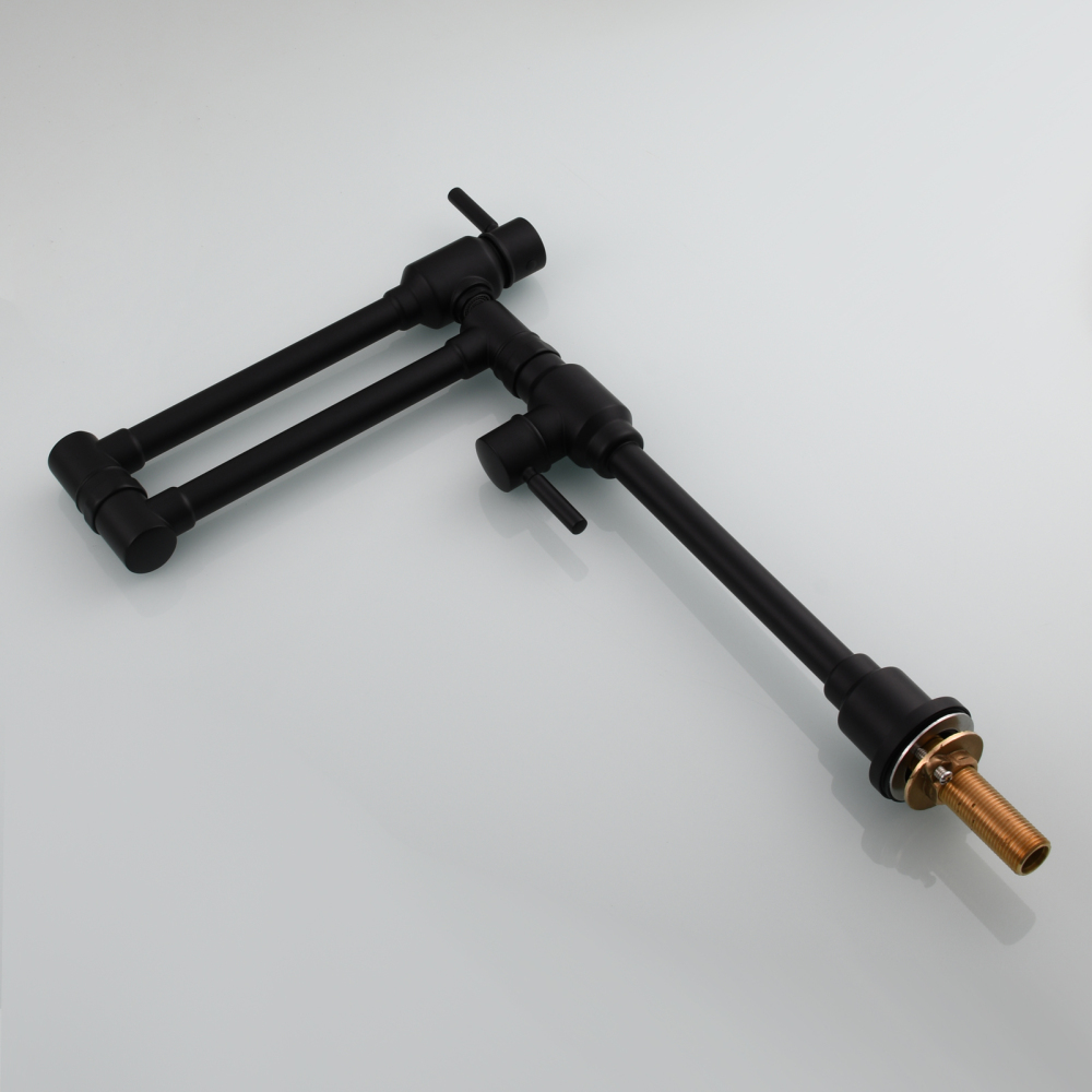 Tecmolog Brass Folding Deck Mount Pot Faucets Over Stove,Single Cold Kitchen Tap with Double Joint Swing Arms
