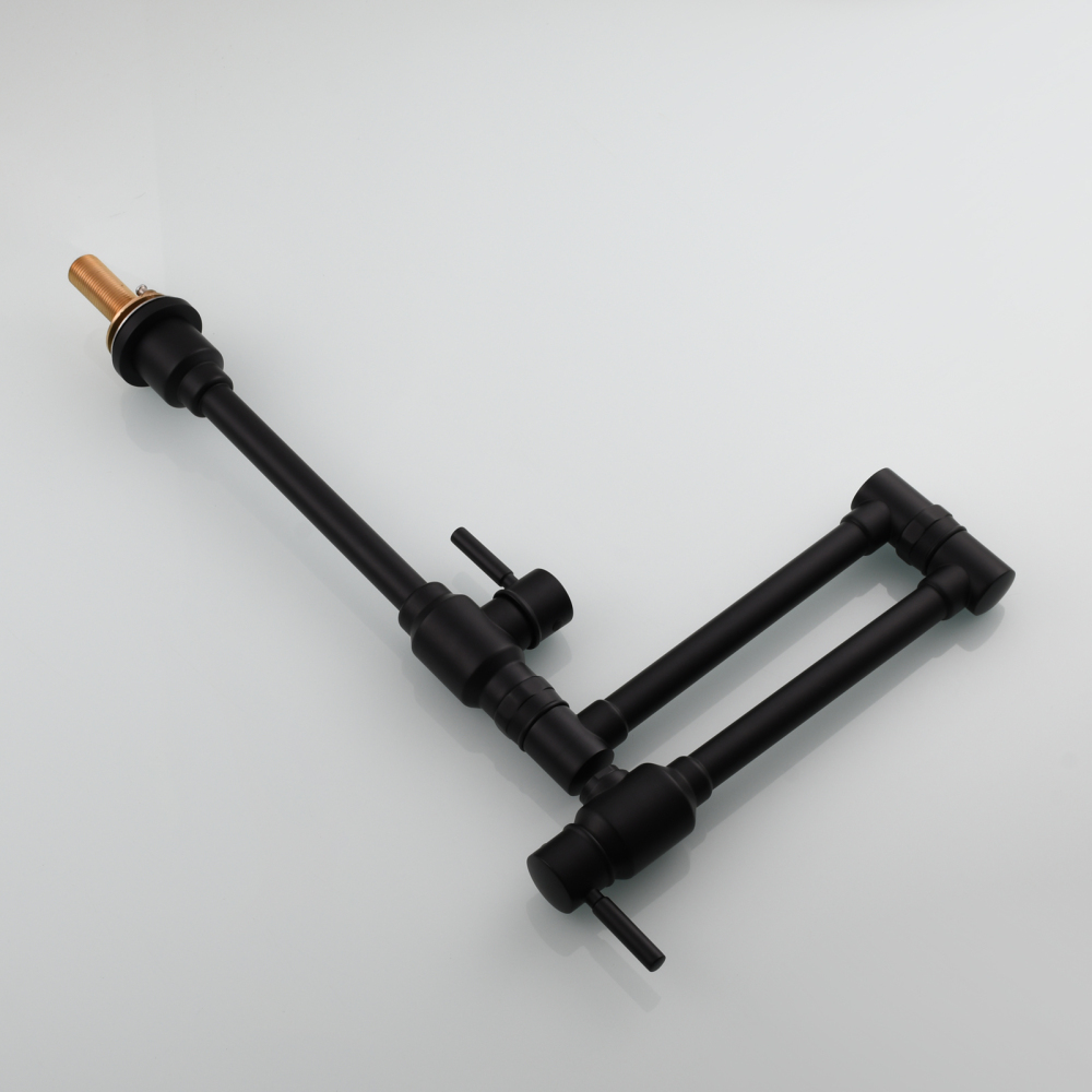 Tecmolog Brass Folding Deck Mount Pot Faucets Over Stove,Single Cold Kitchen Tap with Double Joint Swing Arms