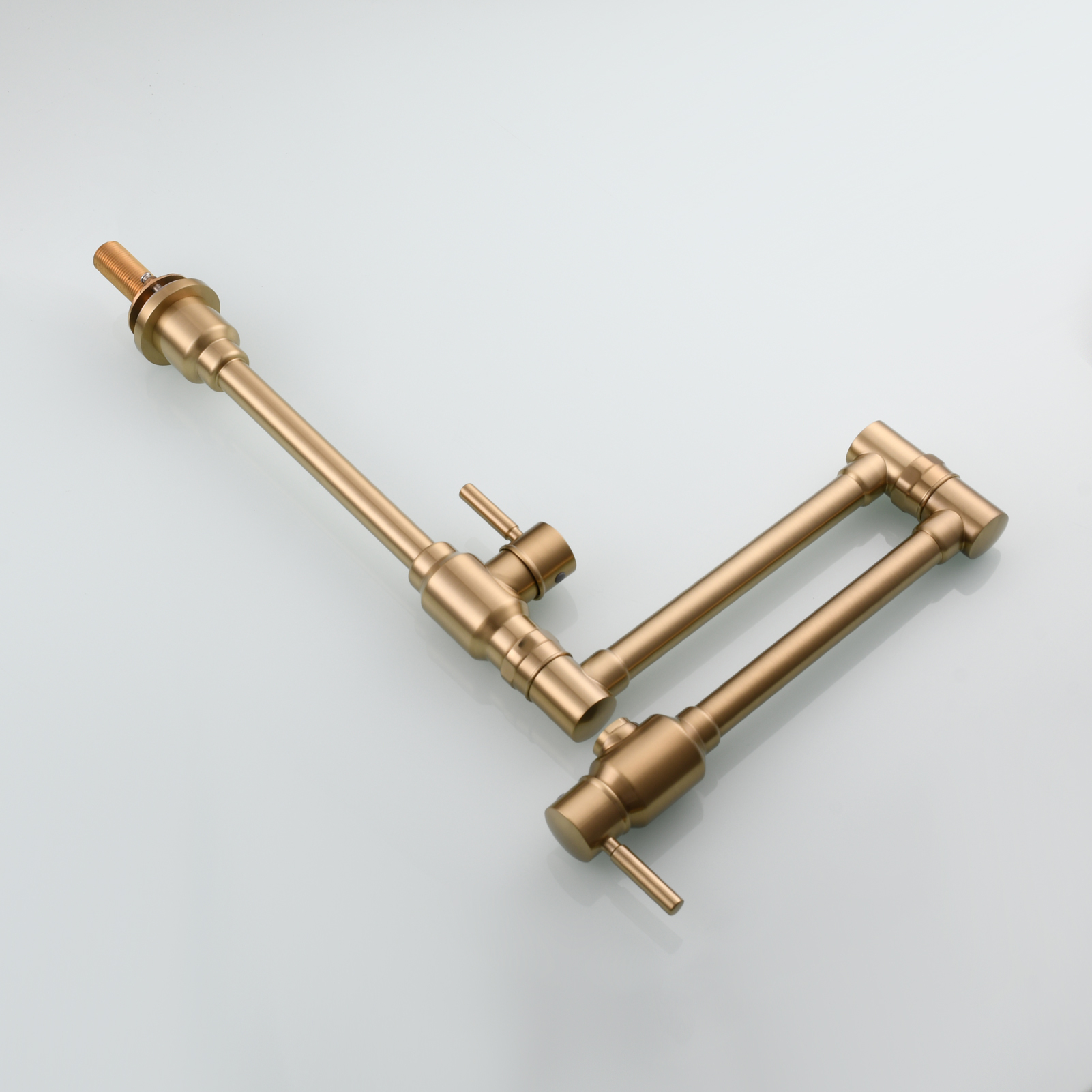 Tecmolog Brass Folding Deck Mount Pot Faucets Over Stove,Single Cold Kitchen Tap with Double Joint Swing Arms