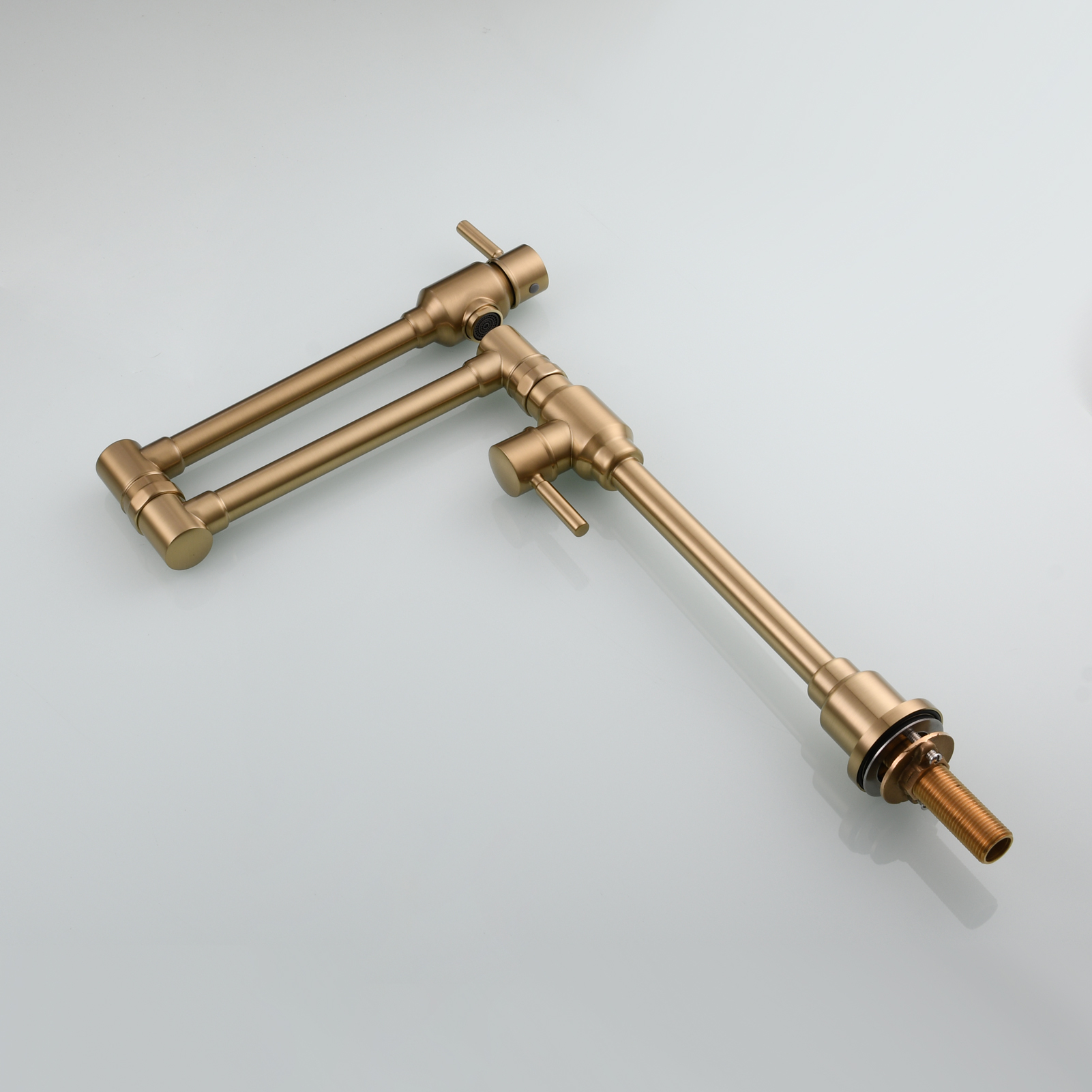 Tecmolog Brass Folding Deck Mount Pot Faucets Over Stove,Single Cold Kitchen Tap with Double Joint Swing Arms
