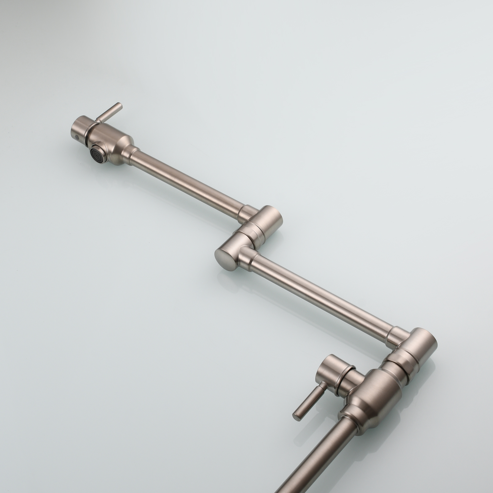 Tecmolog Brass Folding Deck Mount Pot Faucets Over Stove,Single Cold Kitchen Tap with Double Joint Swing Arms