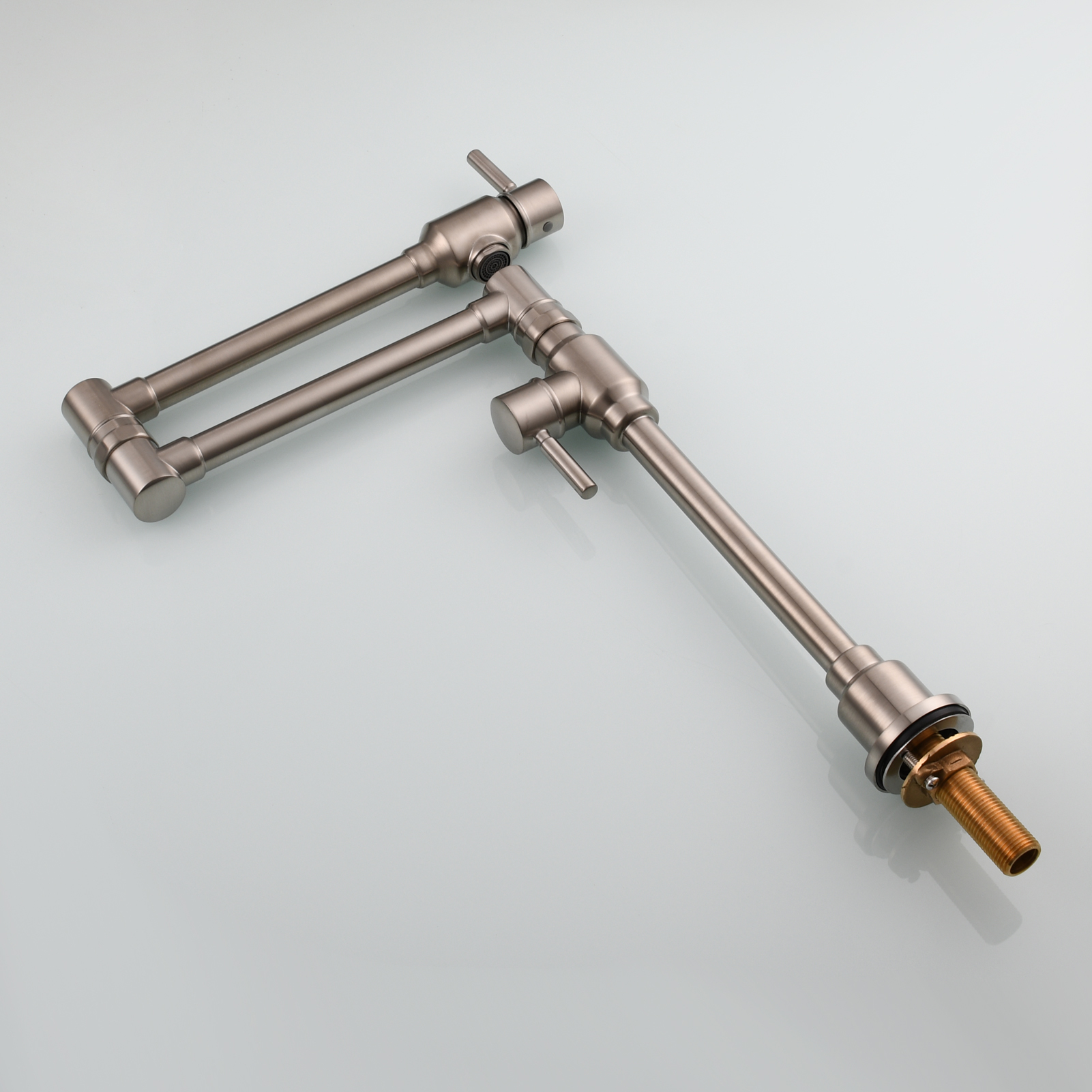 Tecmolog Brass Folding Deck Mount Pot Faucets Over Stove,Single Cold Kitchen Tap with Double Joint Swing Arms