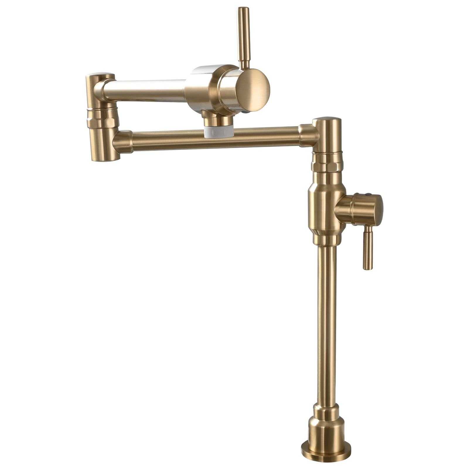 Tecmolog Brass Folding Deck Mount Pot Faucets Over Stove,Single Cold Kitchen Tap with Double Joint Swing Arms