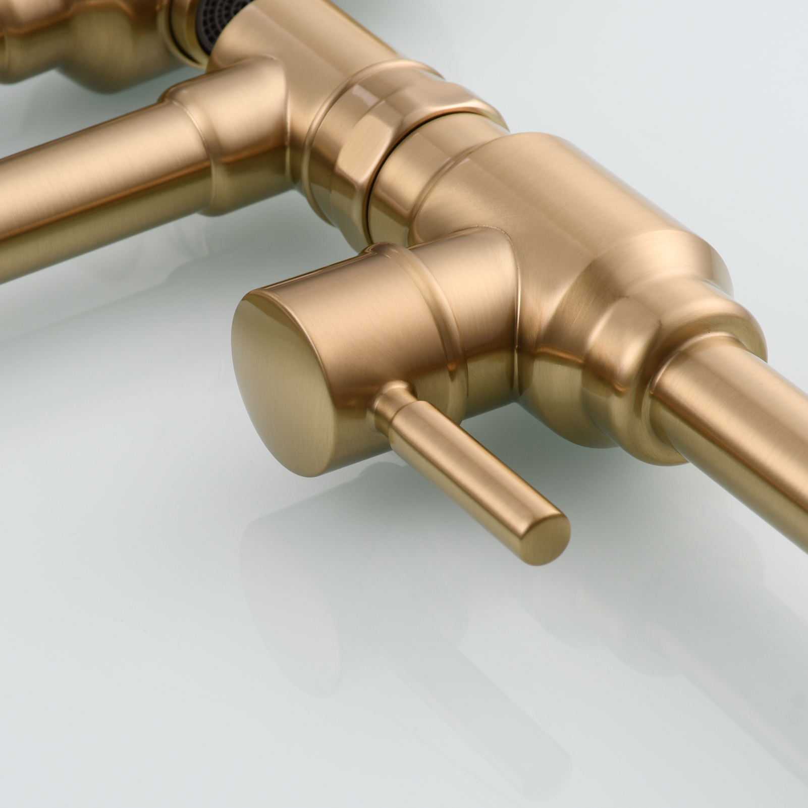Tecmolog Brass Folding Deck Mount Pot Faucets Over Stove,Single Cold Kitchen Tap with Double Joint Swing Arms