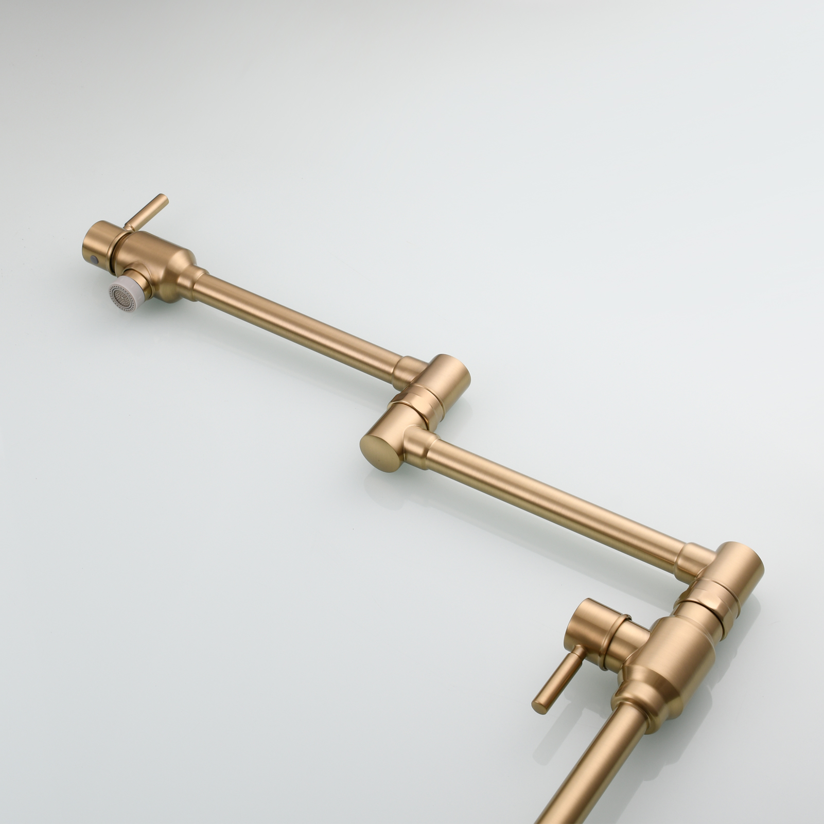 Tecmolog Brass Folding Deck Mount Pot Faucets Over Stove,Single Cold Kitchen Tap with Double Joint Swing Arms