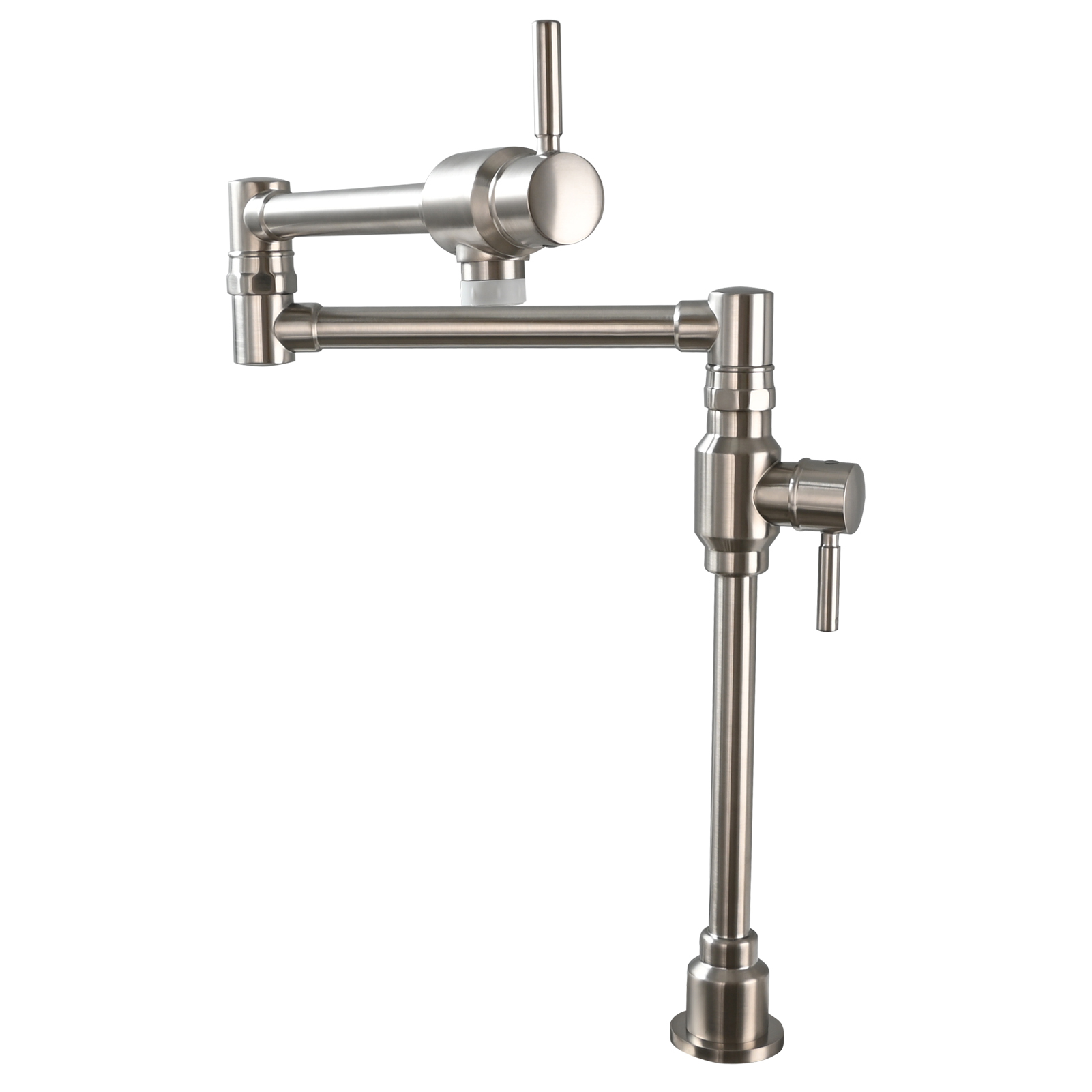Tecmolog Brass Folding Deck Mount Pot Faucets Over Stove,Single Cold Kitchen Tap with Double Joint Swing Arms