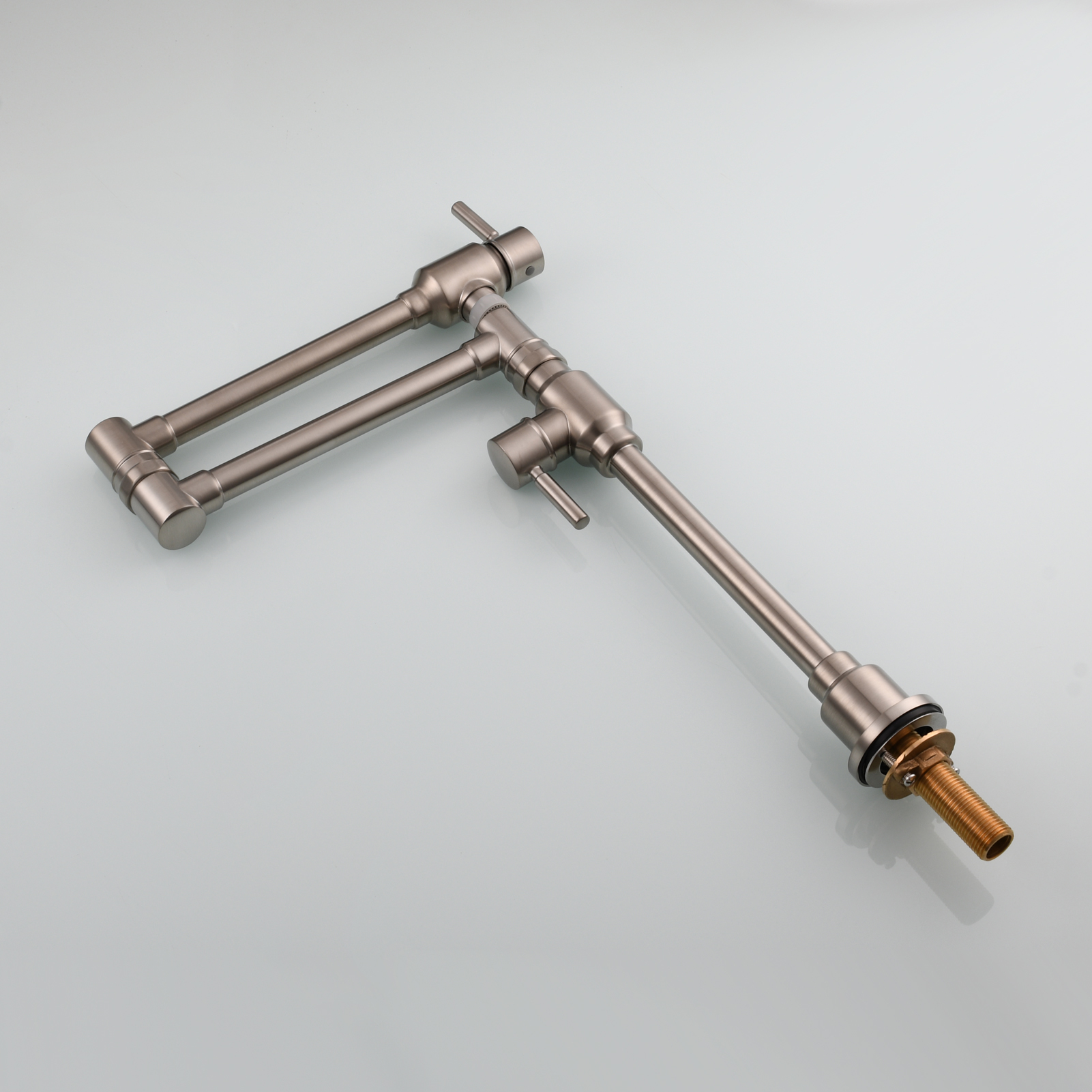Tecmolog Brass Folding Deck Mount Pot Faucets Over Stove,Single Cold Kitchen Tap with Double Joint Swing Arms