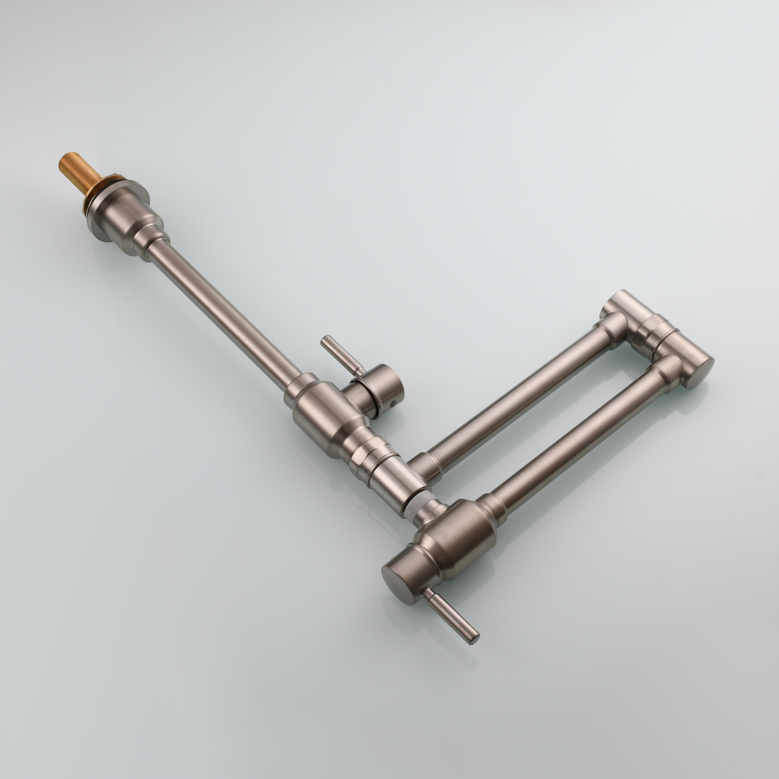 Tecmolog Brass Folding Deck Mount Pot Faucets Over Stove,Single Cold Kitchen Tap with Double Joint Swing Arms