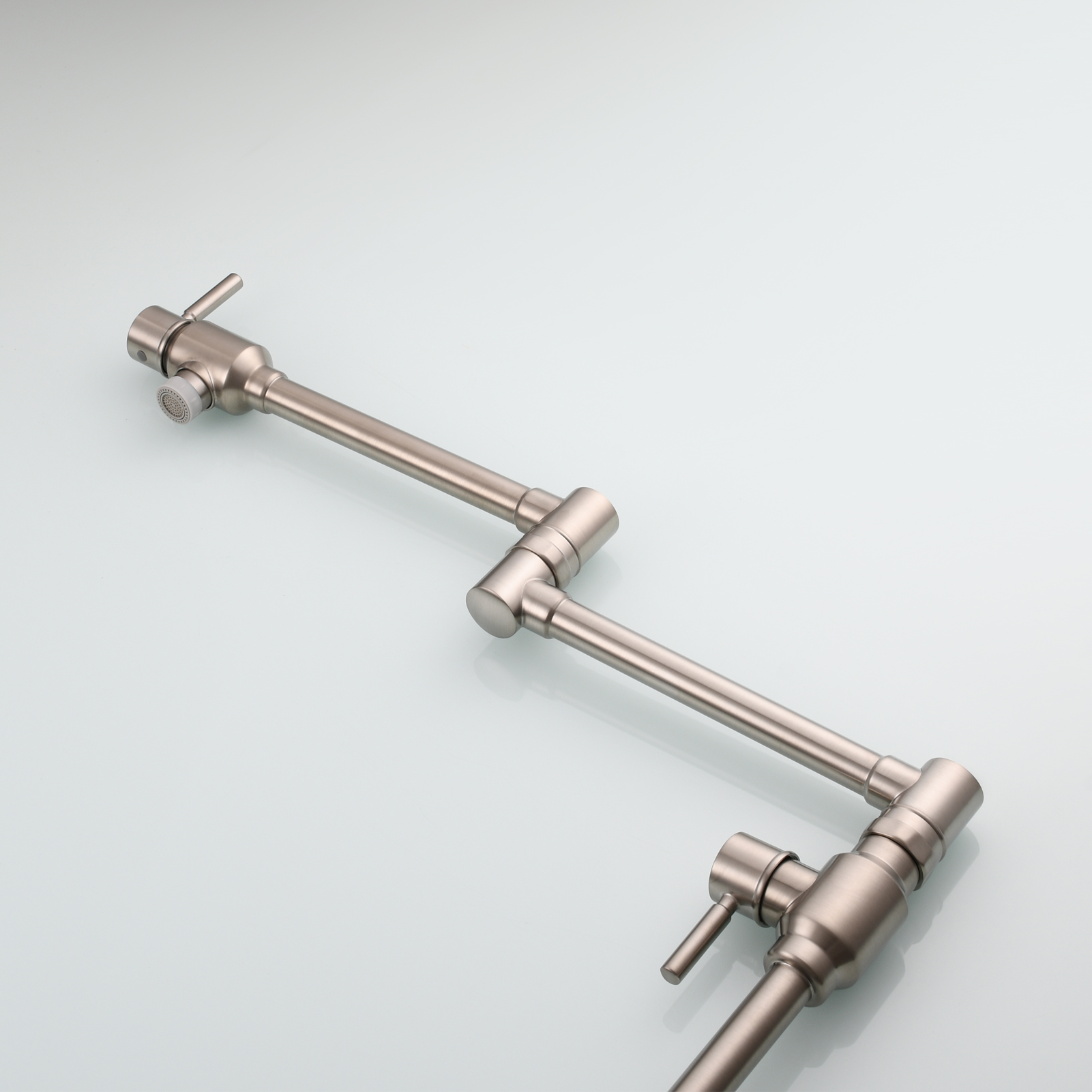 Tecmolog Brass Folding Deck Mount Pot Faucets Over Stove,Single Cold Kitchen Tap with Double Joint Swing Arms