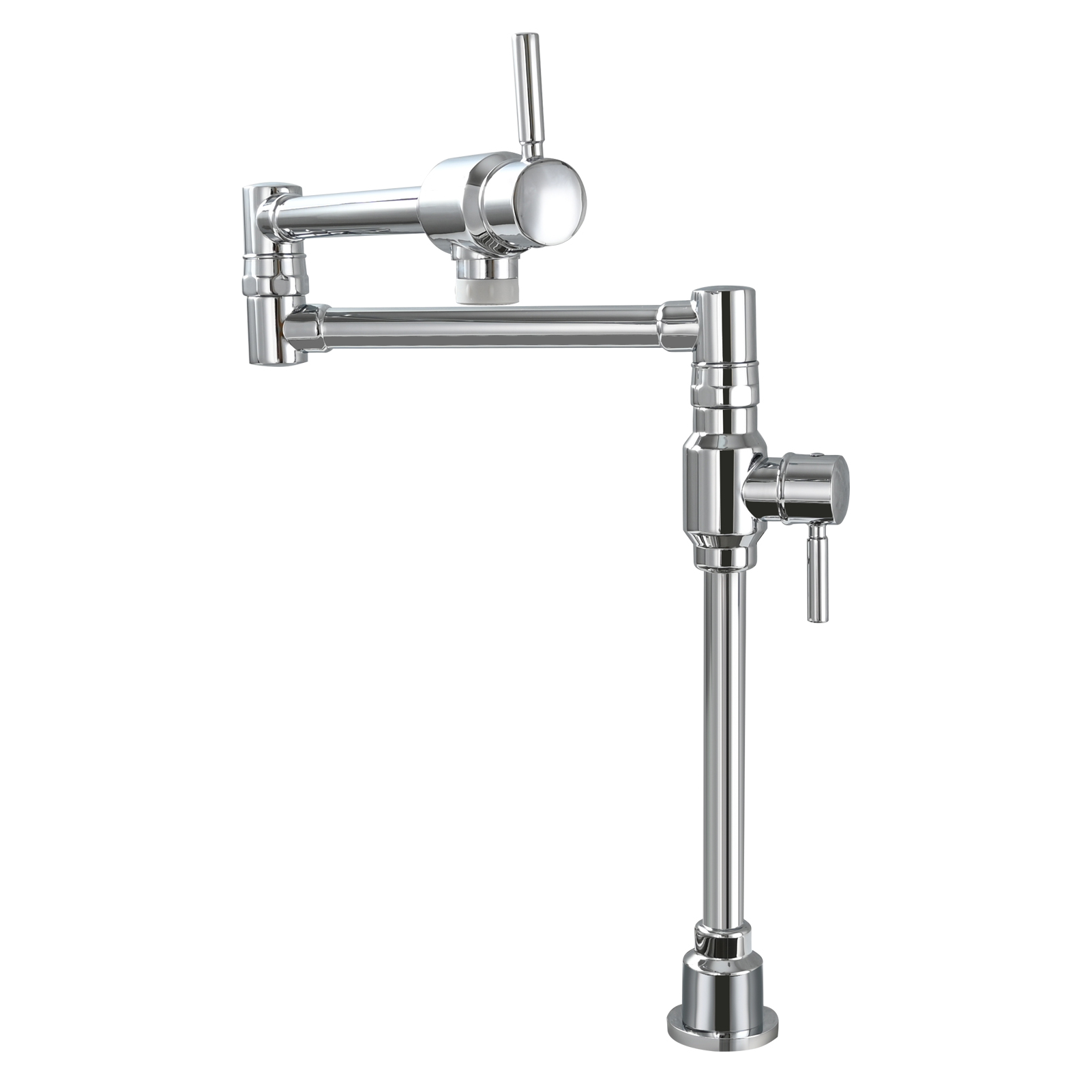 Tecmolog Brass Folding Deck Mount Pot Faucets Over Stove,Single Cold Kitchen Tap with Double Joint Swing Arms