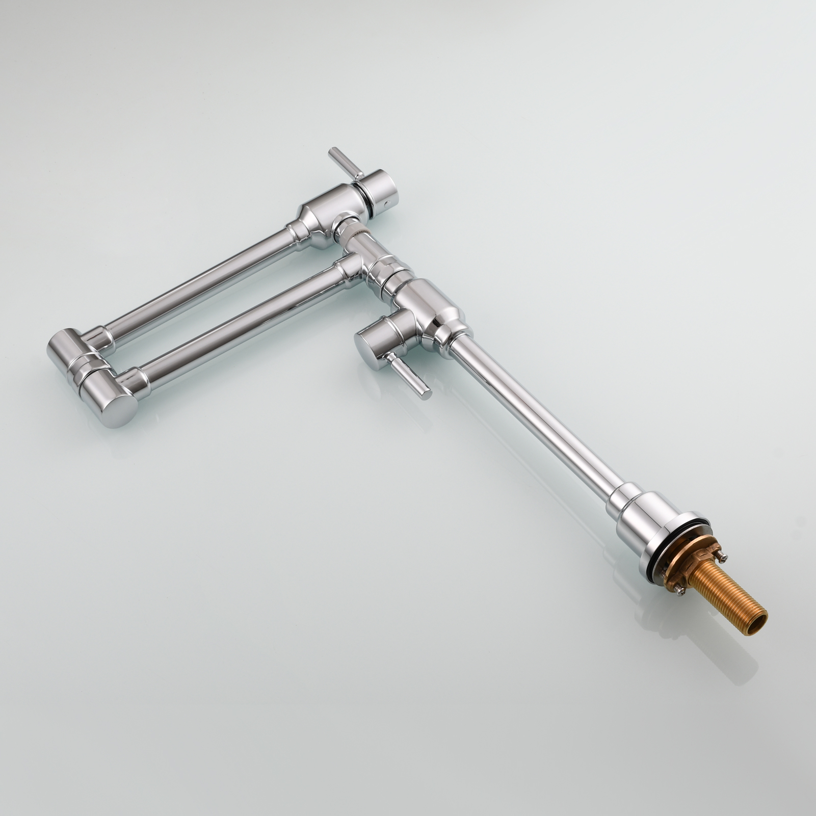 Tecmolog Brass Folding Deck Mount Pot Faucets Over Stove,Single Cold Kitchen Tap with Double Joint Swing Arms