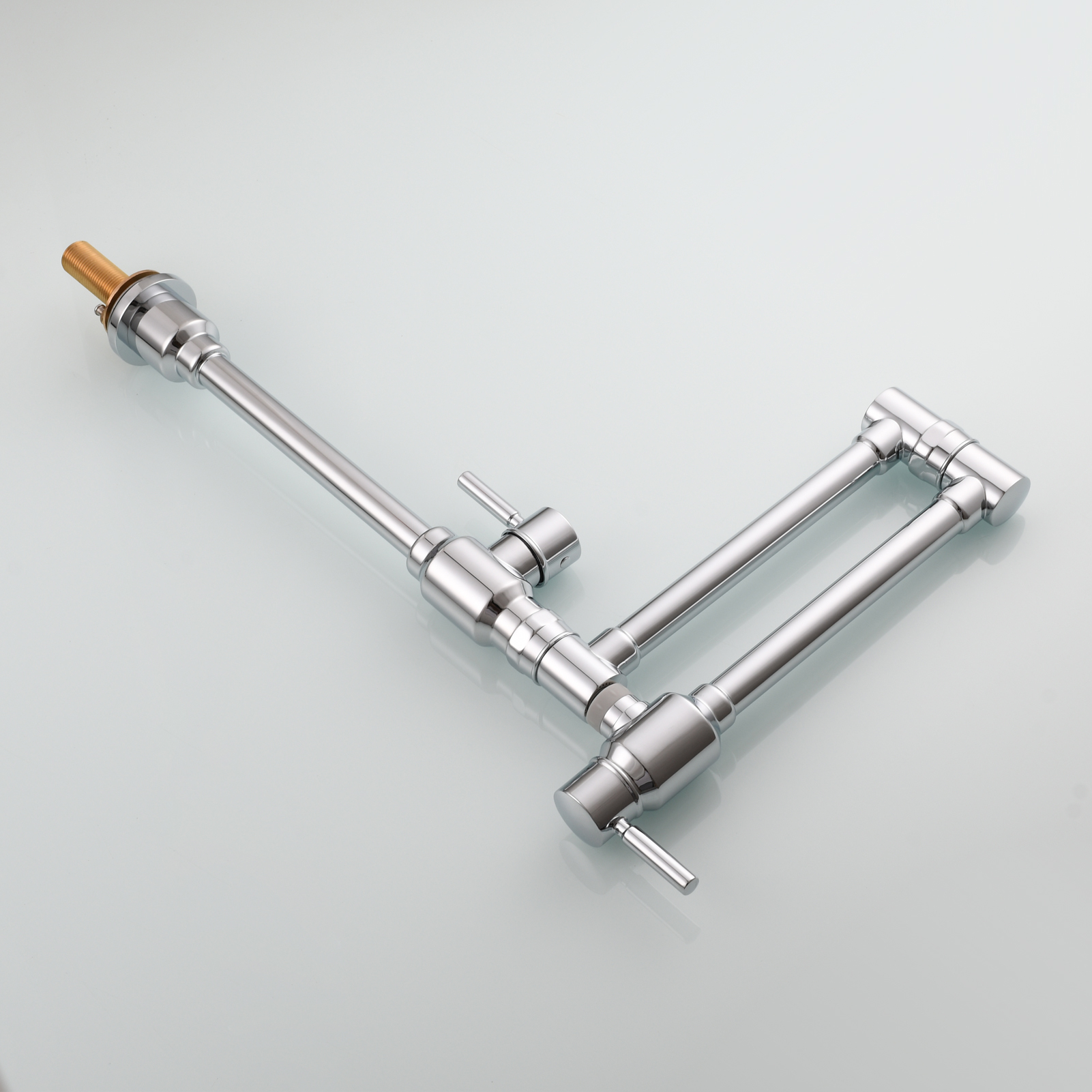 Tecmolog Brass Folding Deck Mount Pot Faucets Over Stove,Single Cold Kitchen Tap with Double Joint Swing Arms