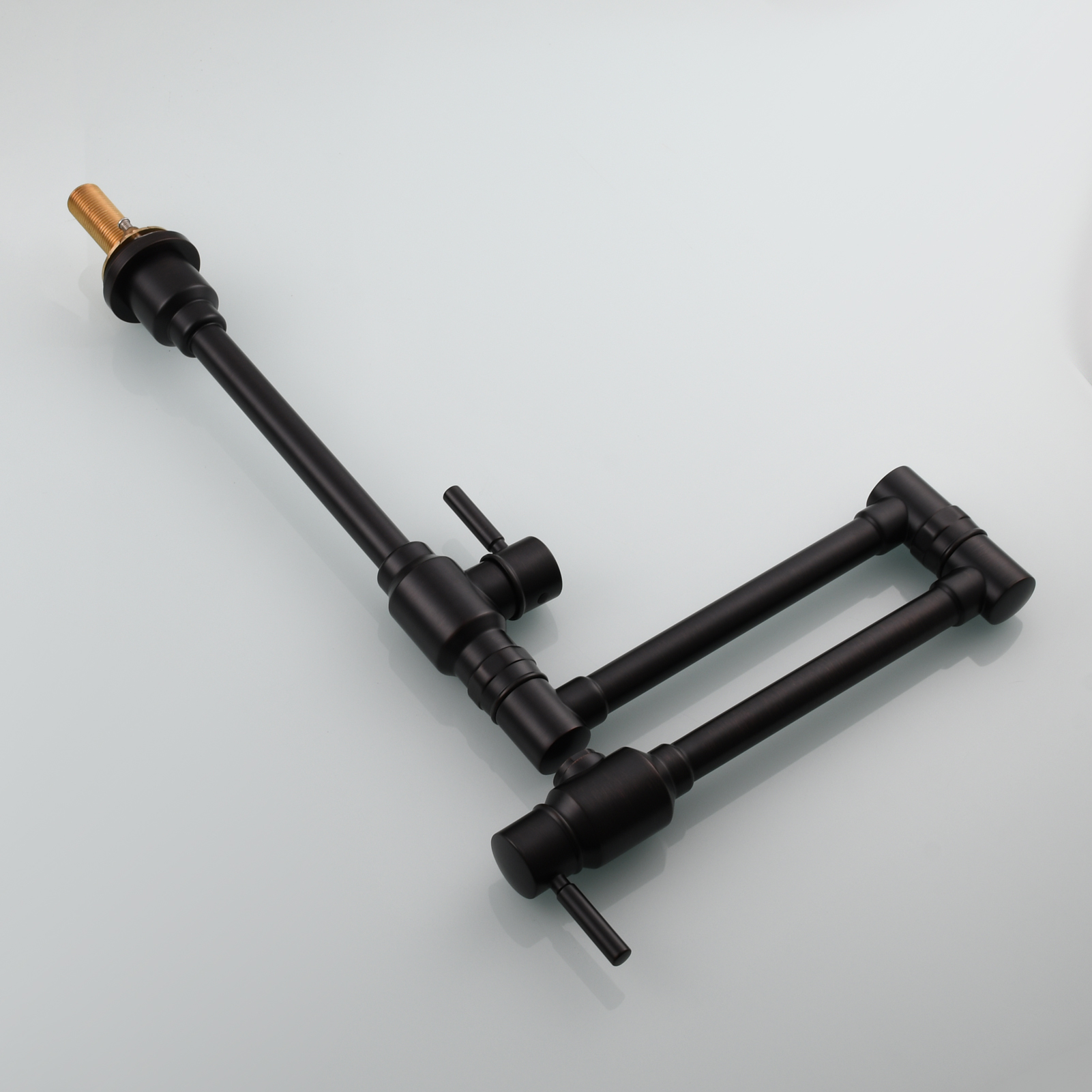 Tecmolog Brass Folding Deck Mount Pot Faucets Over Stove,Single Cold Kitchen Tap with Double Joint Swing Arms