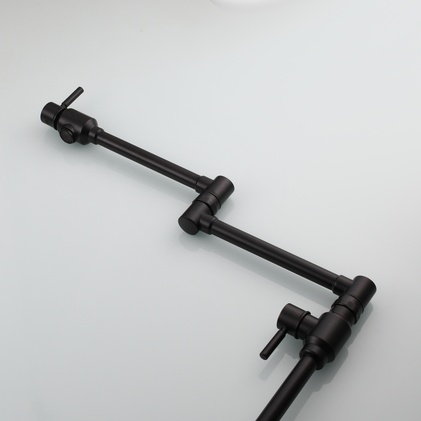 Tecmolog Brass Folding Deck Mount Pot Faucets Over Stove,Single Cold Kitchen Tap with Double Joint Swing Arms