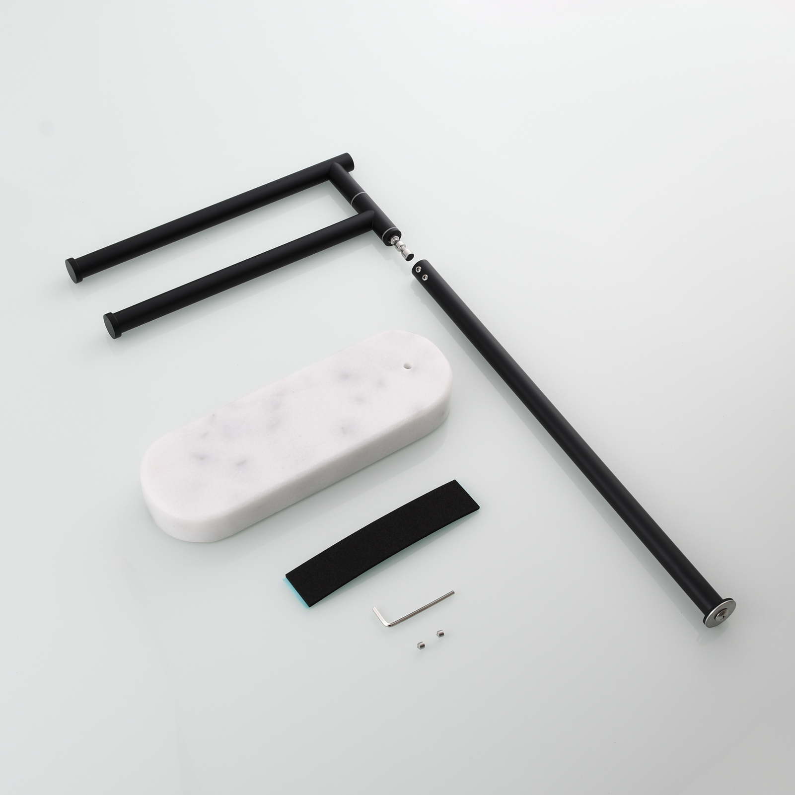 Tecmolog Stainlee Steel Marble Towel Rack,Standing Towel Rack Double or (Three) Rod for Bathroom Floor