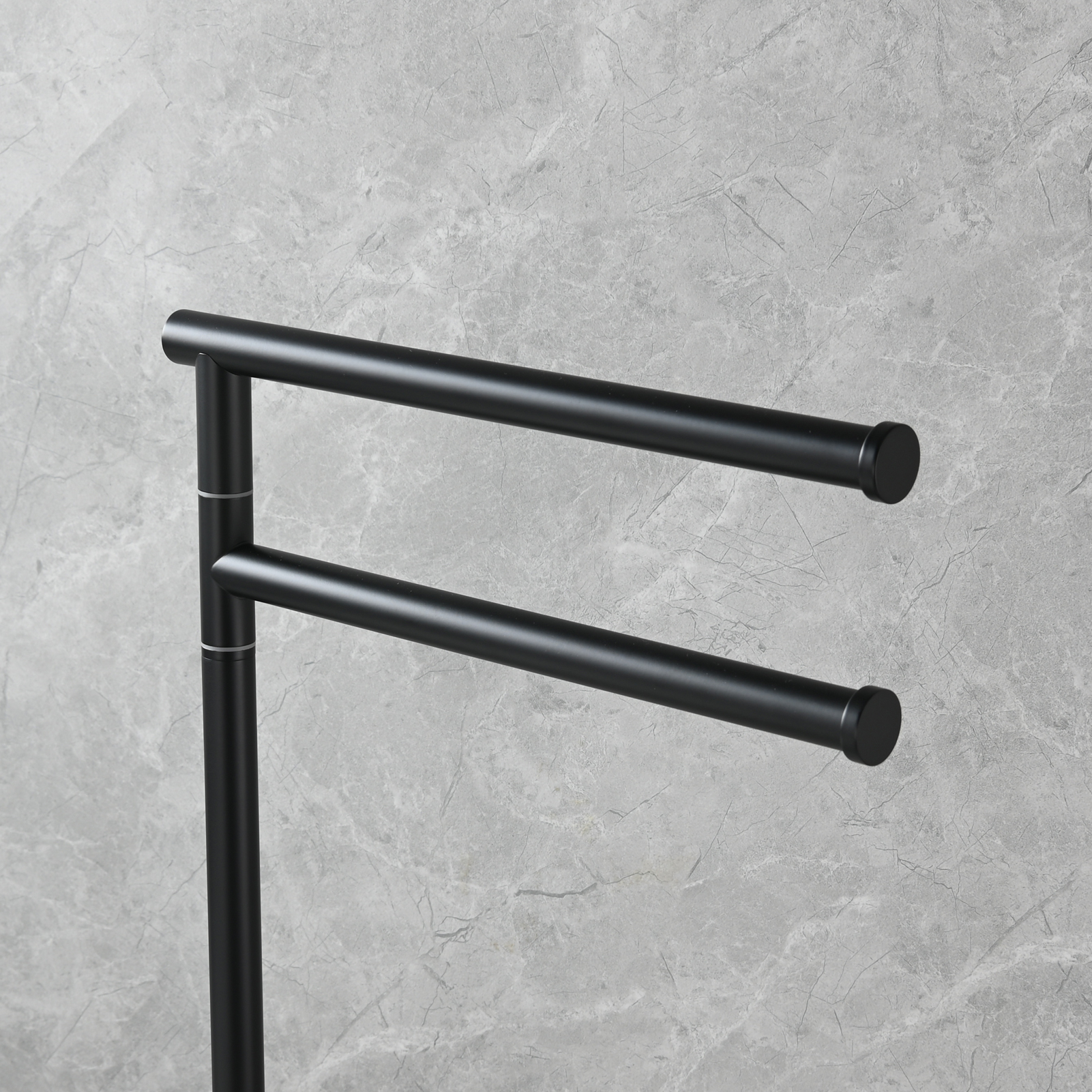 Tecmolog Stainlee Steel Marble Towel Rack,Standing Towel Rack Double or (Three) Rod for Bathroom Floor