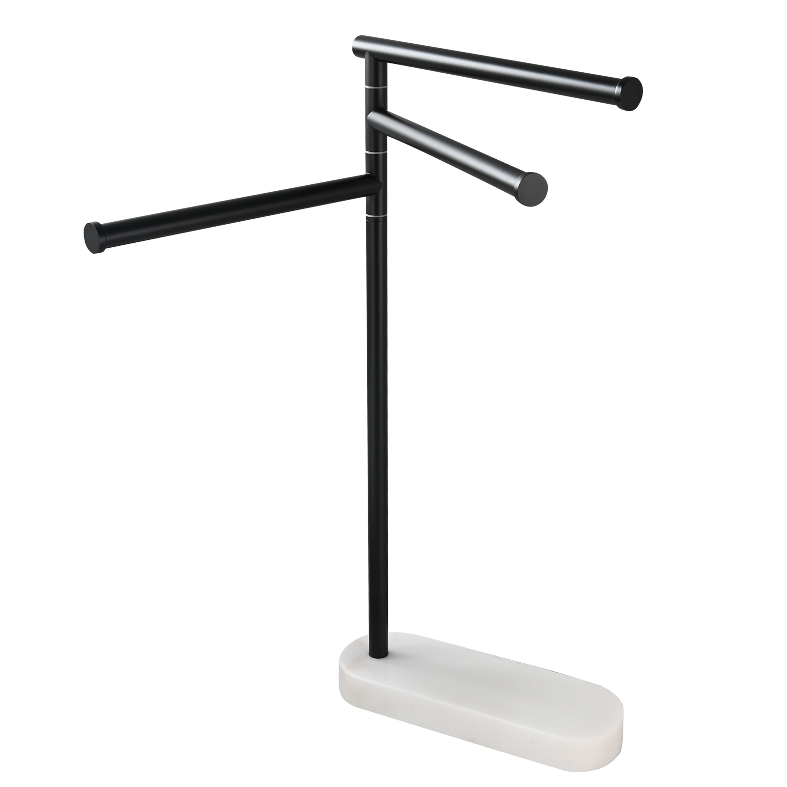 Tecmolog Stainlee Steel Marble Towel Rack,Standing Towel Rack Double or (Three) Rod for Bathroom Floor