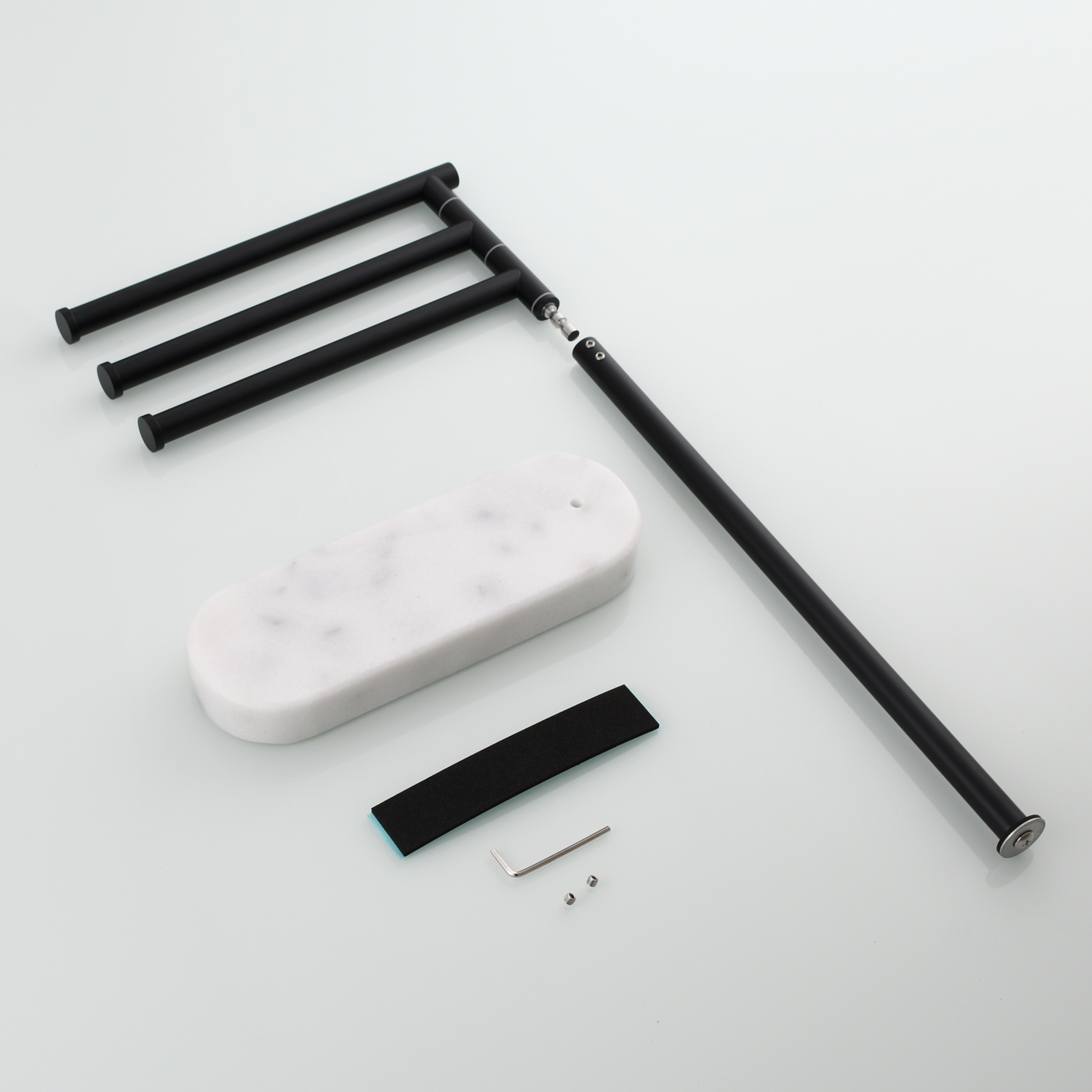 Tecmolog Stainlee Steel Marble Towel Rack,Standing Towel Rack Double or (Three) Rod for Bathroom Floor