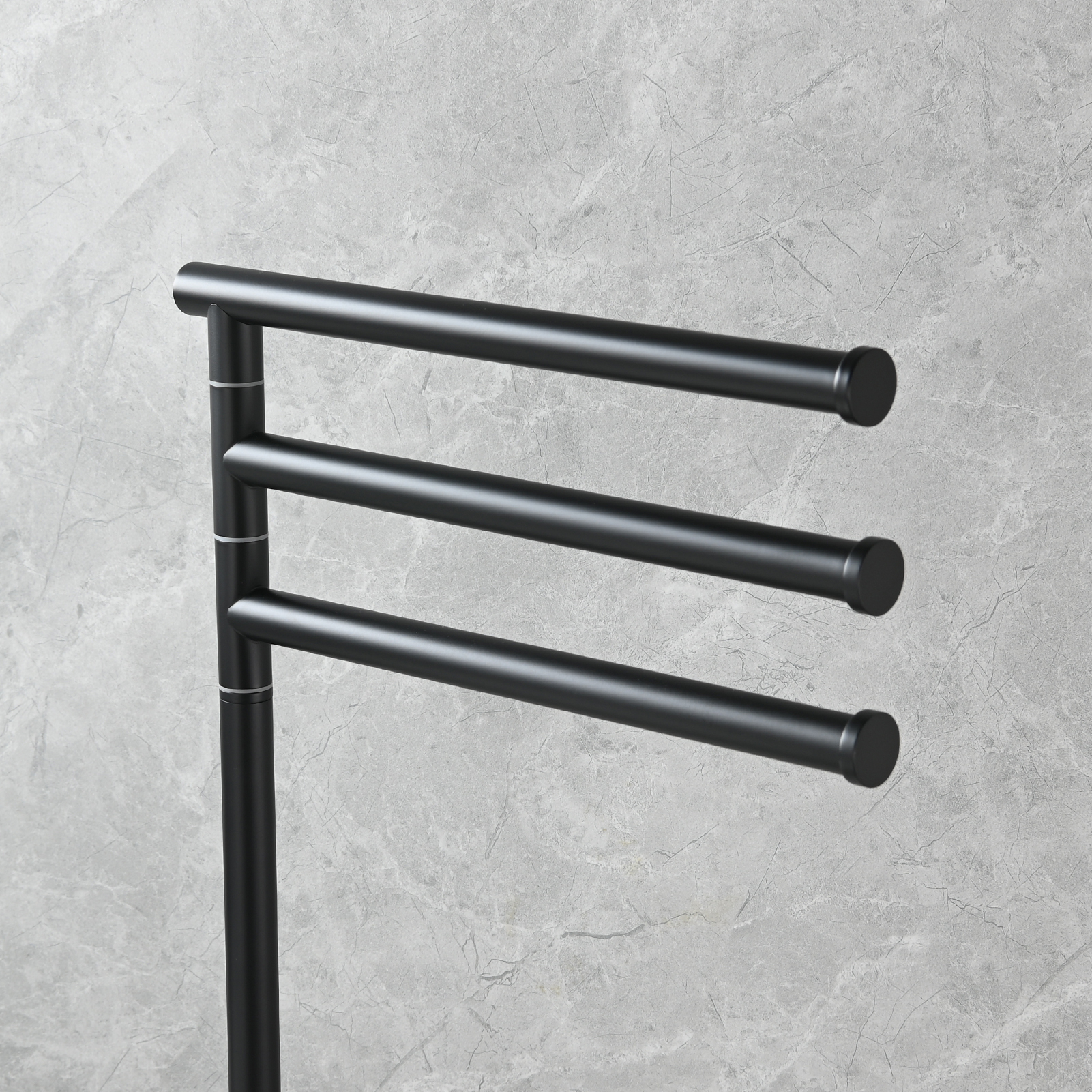 Tecmolog Stainlee Steel Marble Towel Rack,Standing Towel Rack Double or (Three) Rod for Bathroom Floor