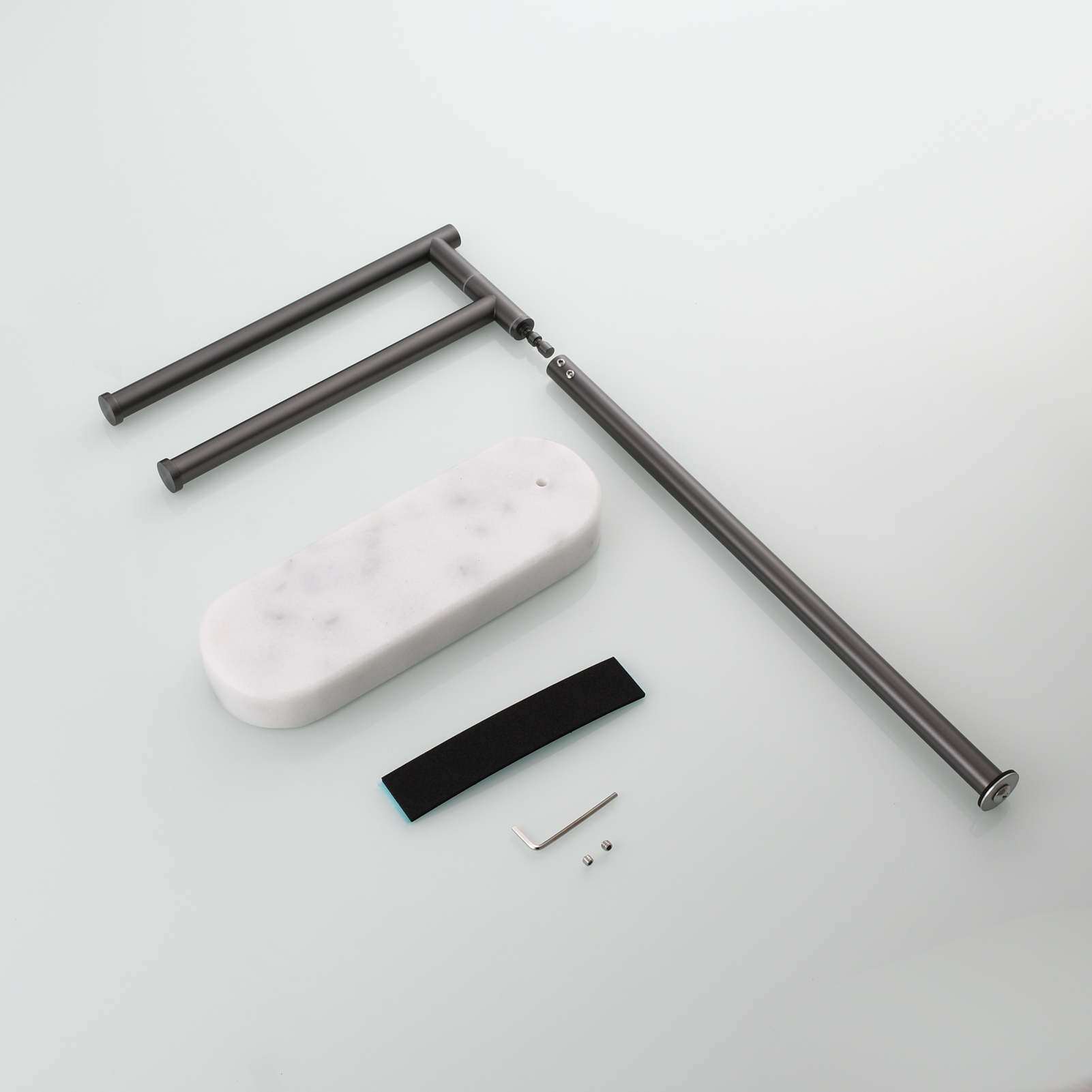 Tecmolog Stainlee Steel Marble Towel Rack,Standing Towel Rack Double or (Three) Rod for Bathroom Floor