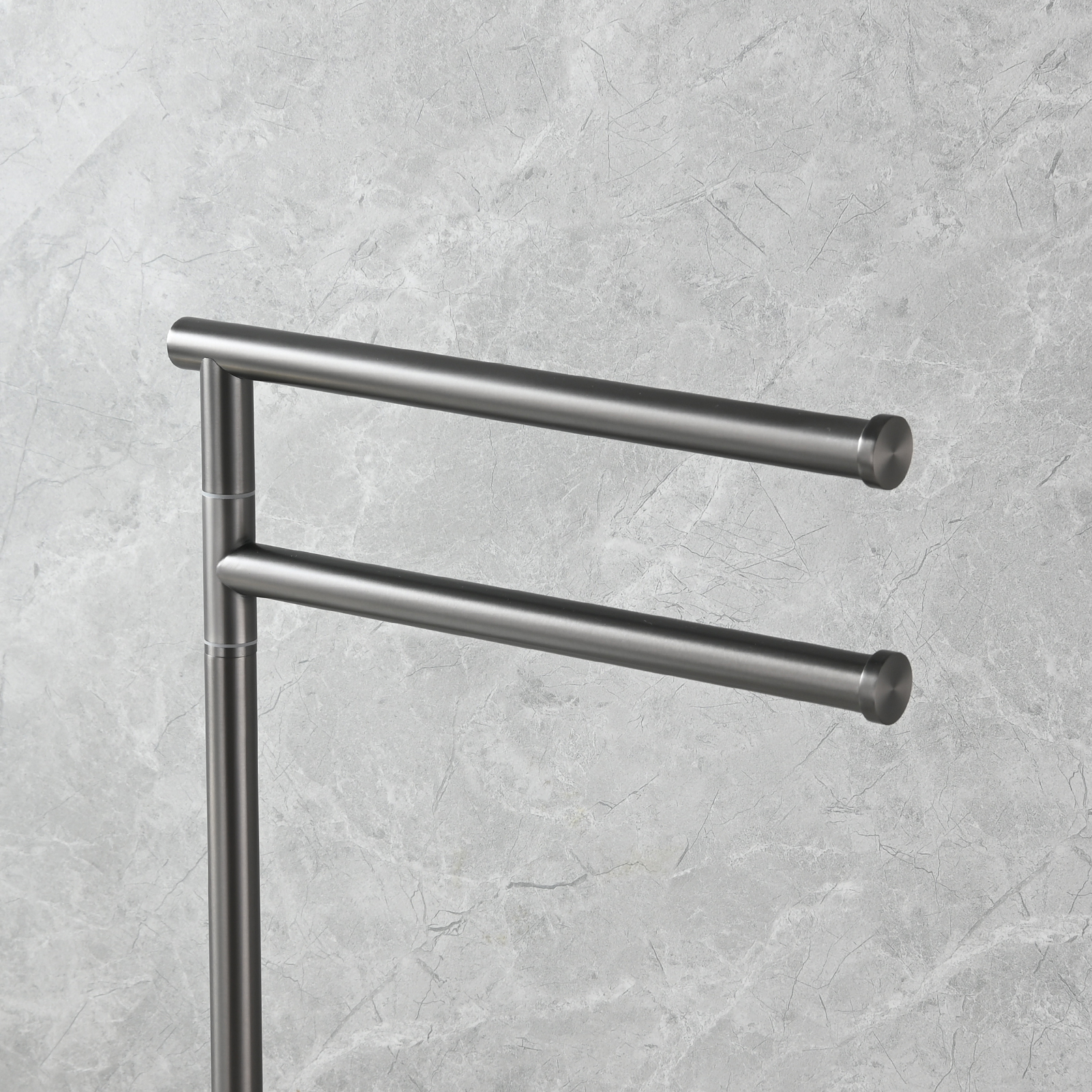 Tecmolog Stainlee Steel Marble Towel Rack,Standing Towel Rack Double or (Three) Rod for Bathroom Floor