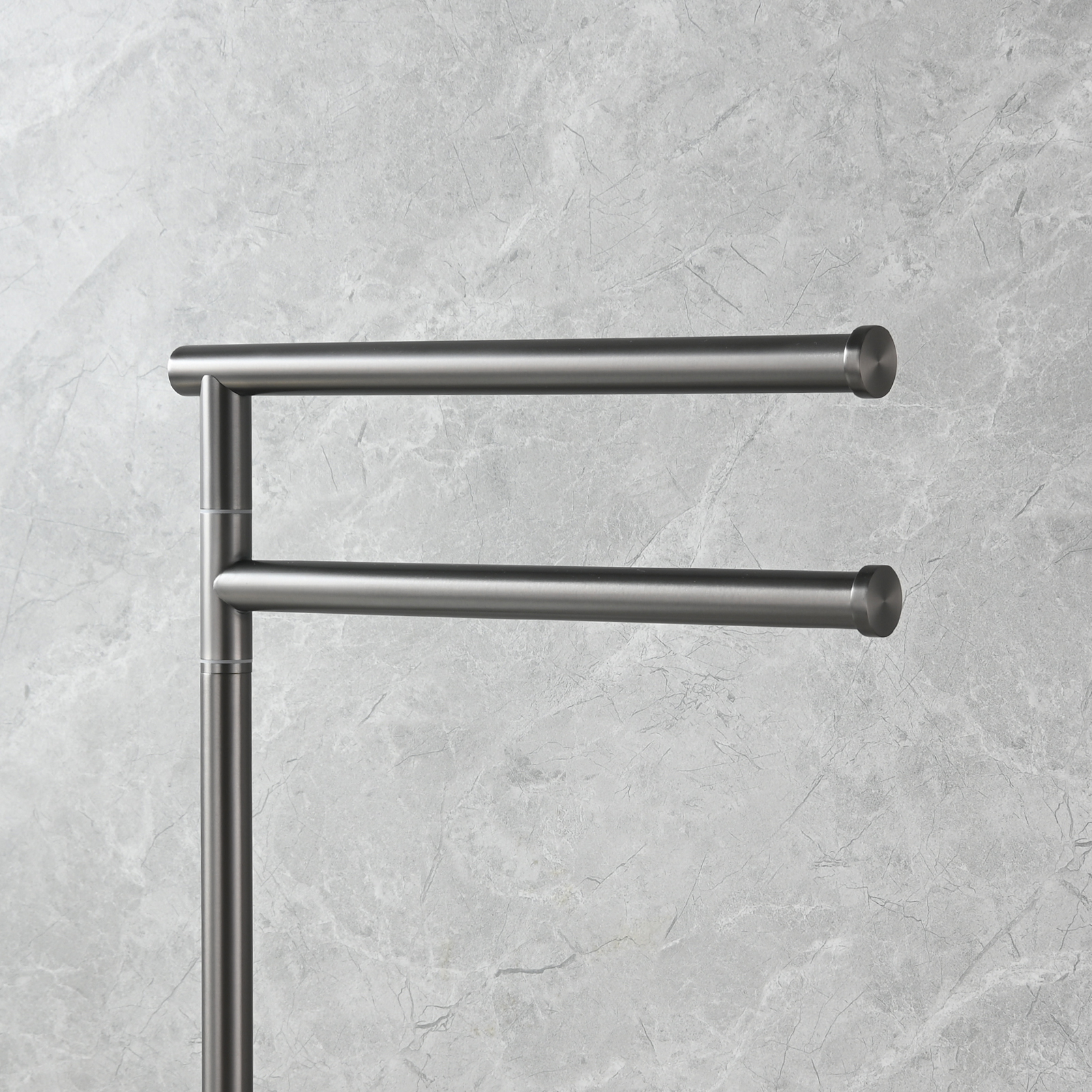 Tecmolog Stainlee Steel Marble Towel Rack,Standing Towel Rack Double or (Three) Rod for Bathroom Floor