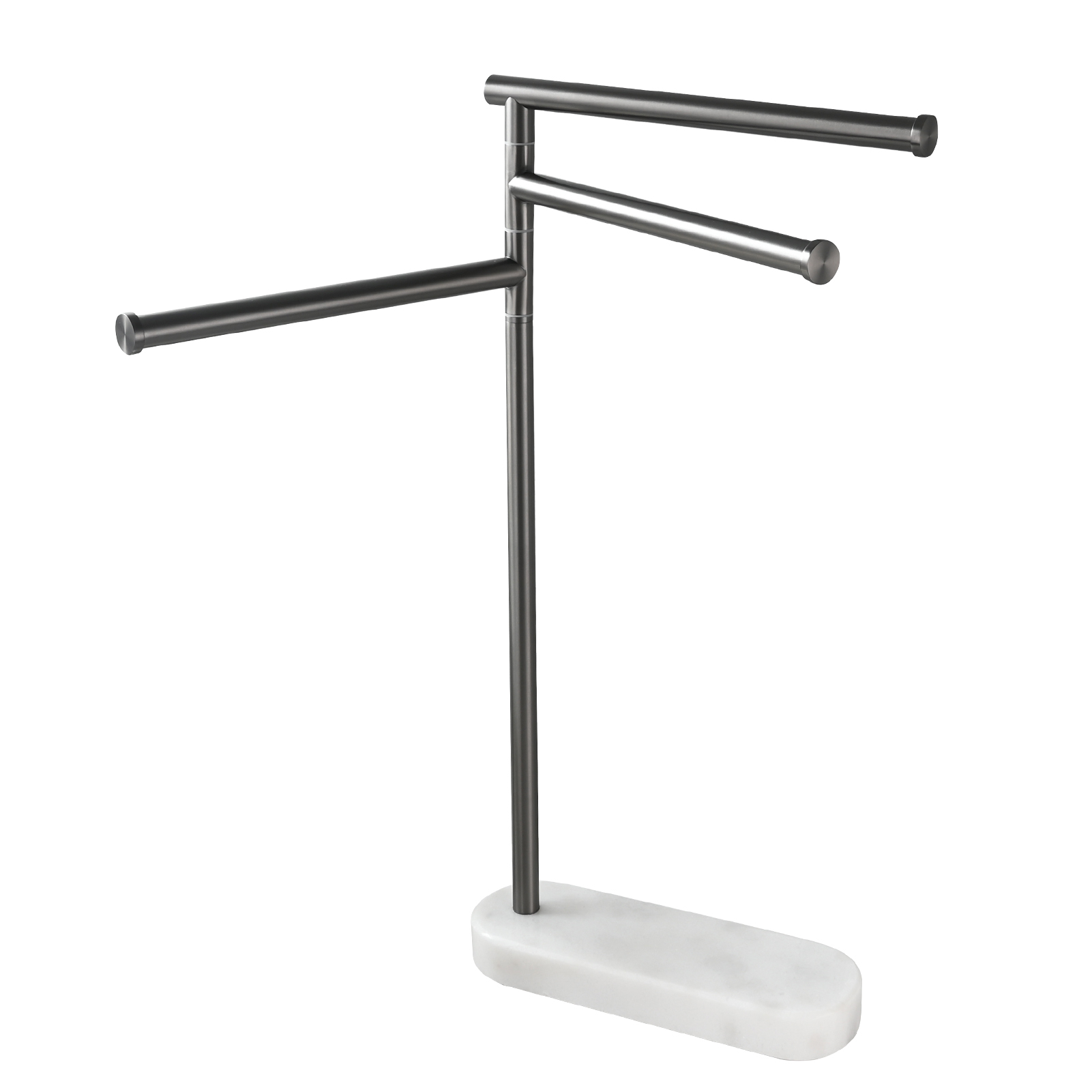 Tecmolog Stainlee Steel Marble Towel Rack,Standing Towel Rack Double or (Three) Rod for Bathroom Floor