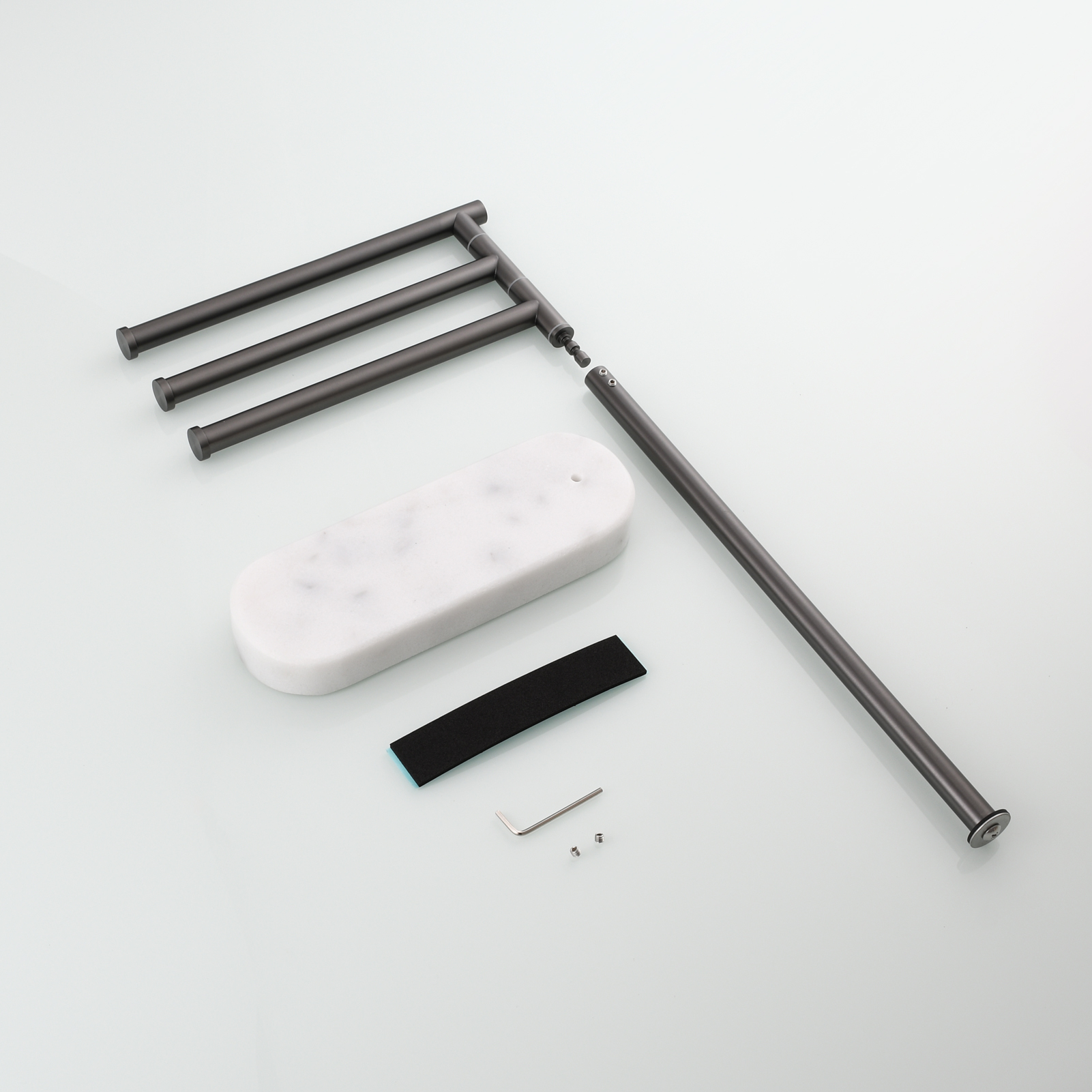 Tecmolog Stainlee Steel Marble Towel Rack,Standing Towel Rack Double or (Three) Rod for Bathroom Floor