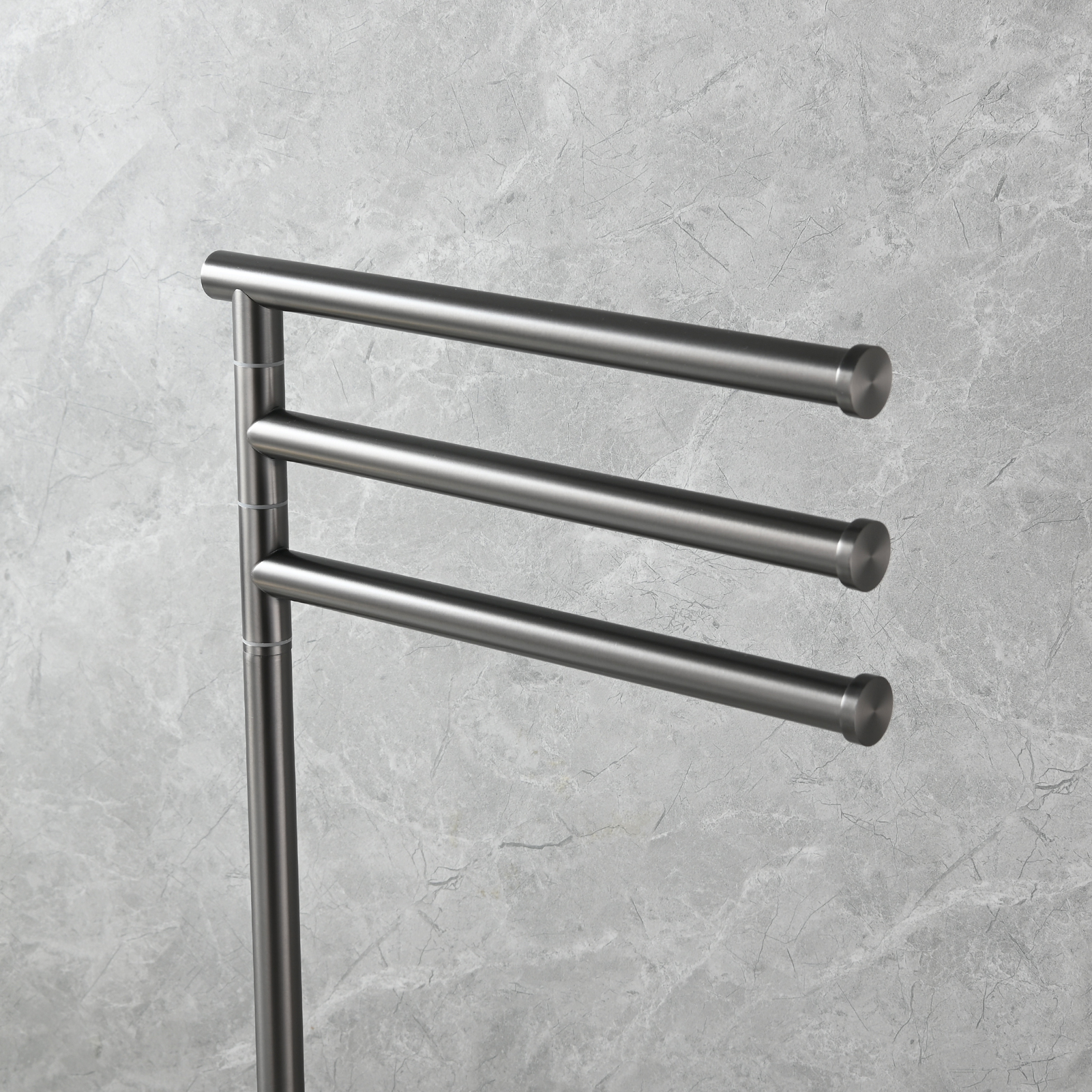 Tecmolog Stainlee Steel Marble Towel Rack,Standing Towel Rack Double or (Three) Rod for Bathroom Floor