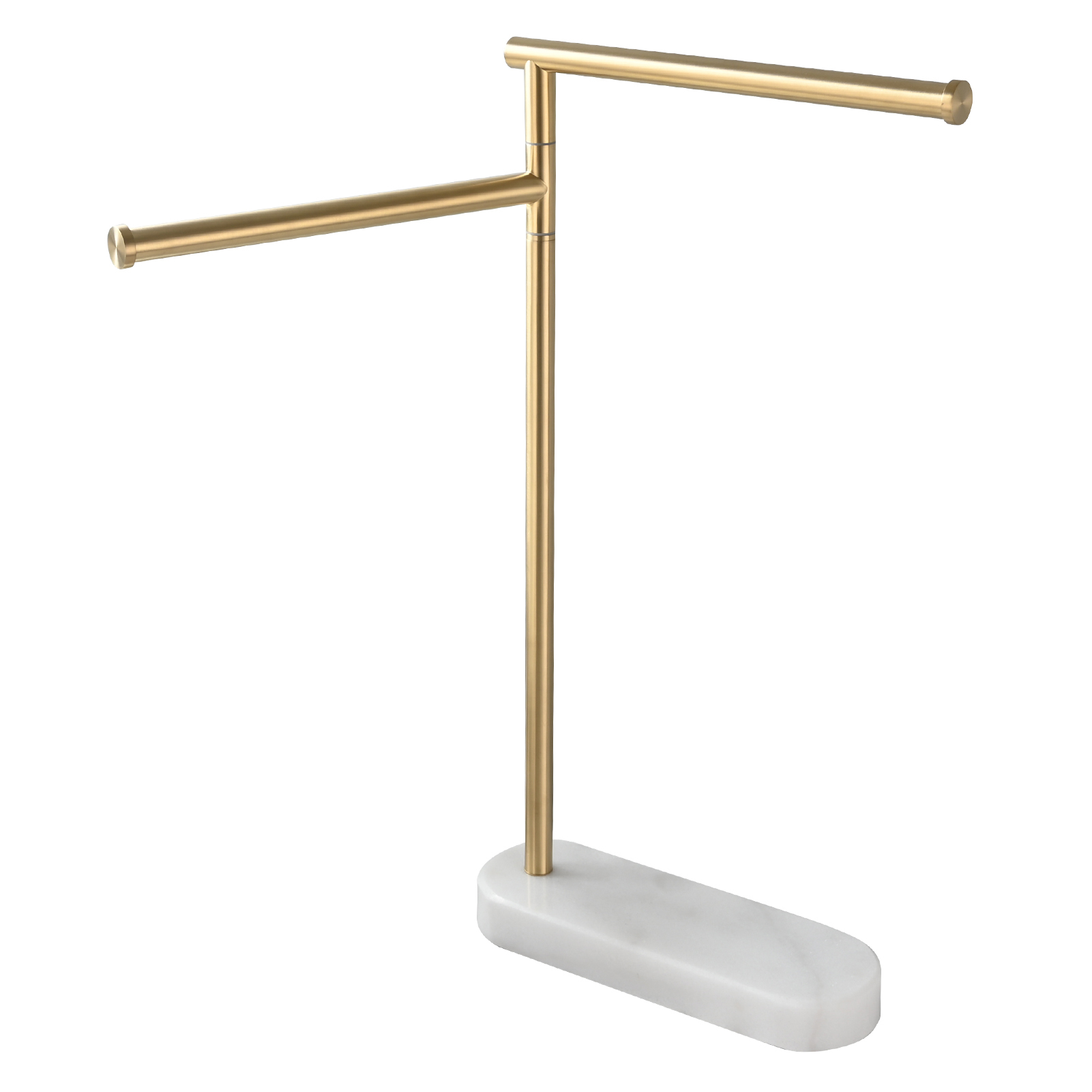 Tecmolog Stainlee Steel Marble Towel Rack,Standing Towel Rack Double or (Three) Rod for Bathroom Floor