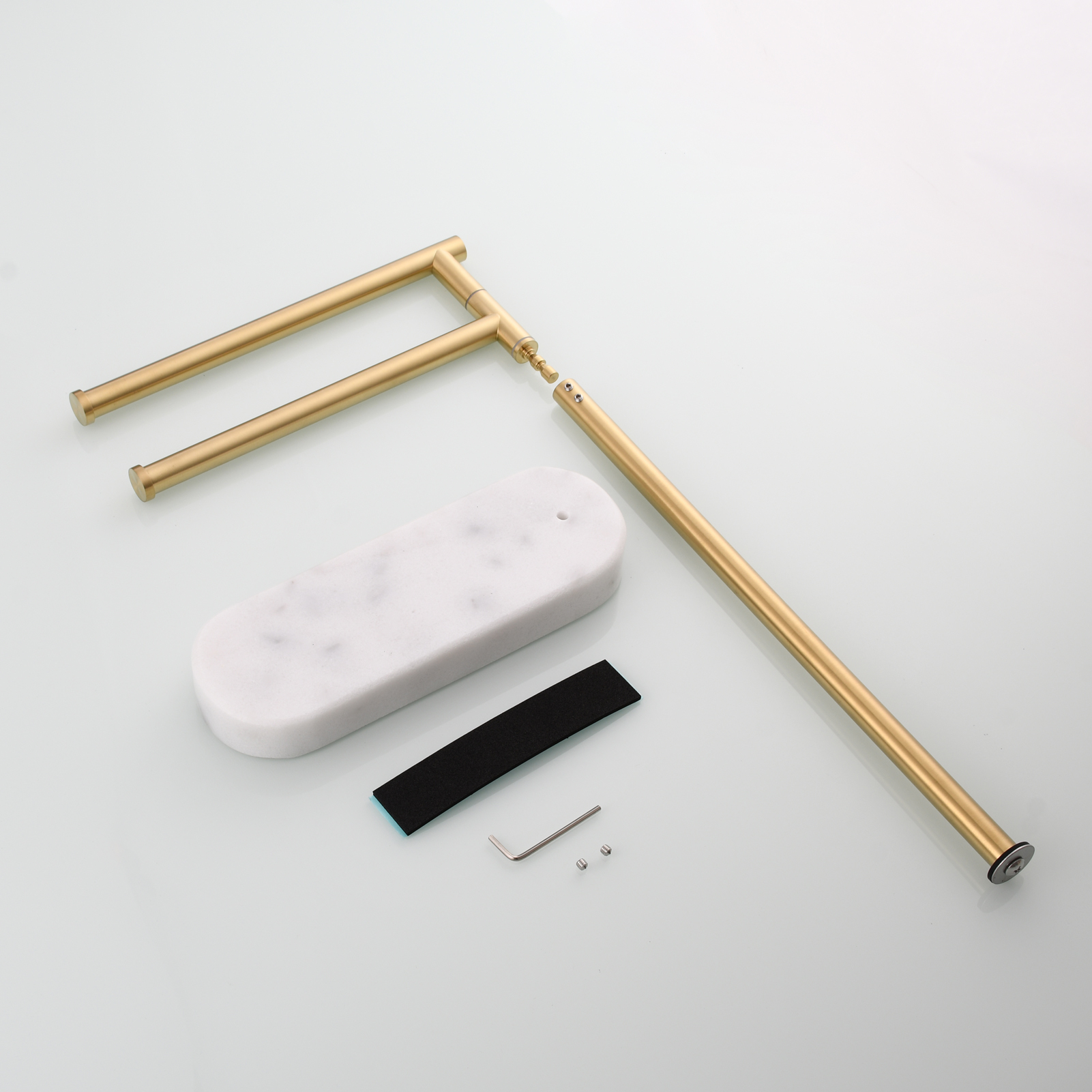 Tecmolog Stainlee Steel Marble Towel Rack,Standing Towel Rack Double or (Three) Rod for Bathroom Floor