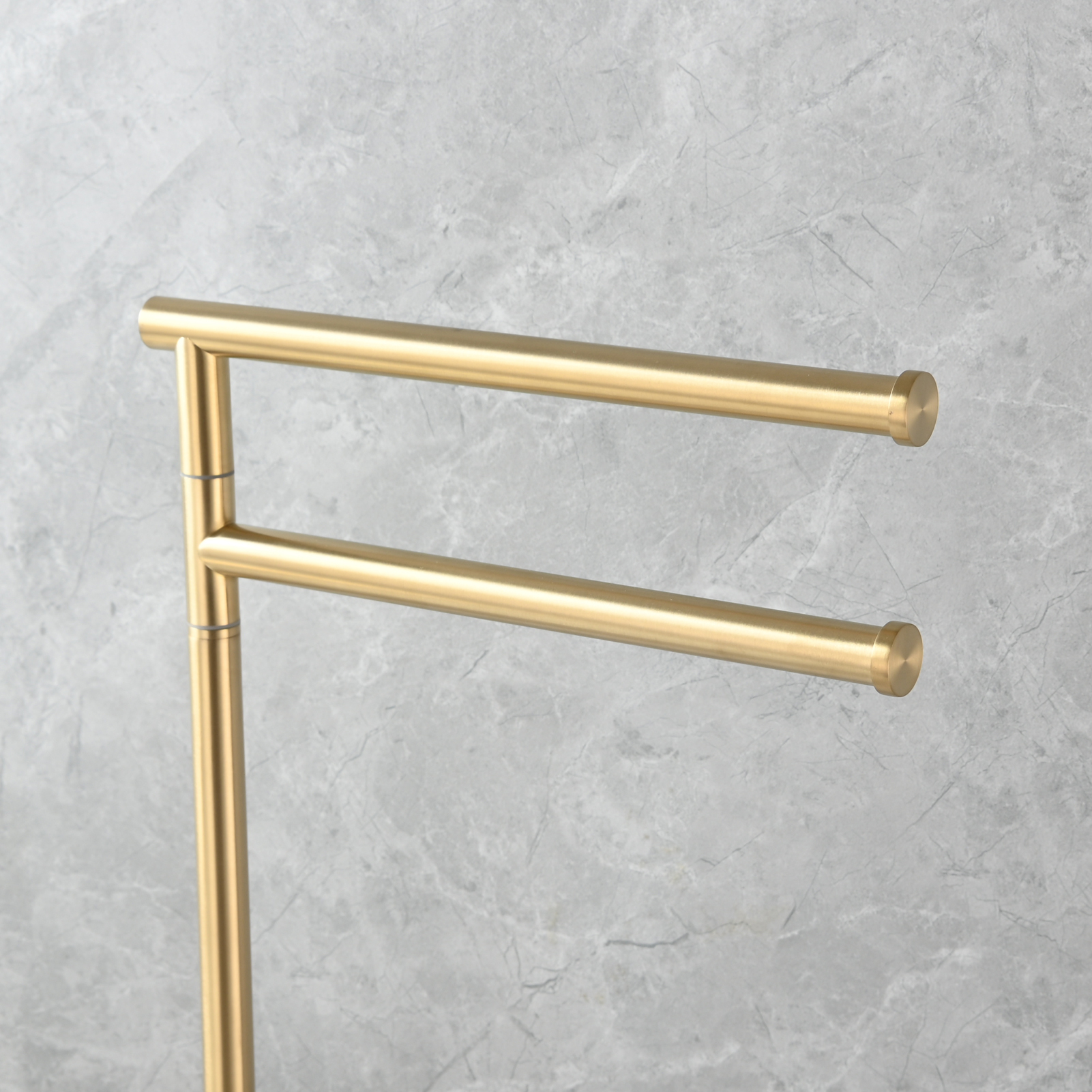 Tecmolog Stainlee Steel Marble Towel Rack,Standing Towel Rack Double or (Three) Rod for Bathroom Floor