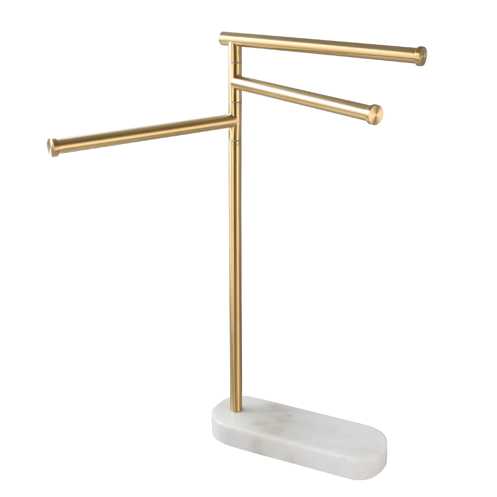 Tecmolog Stainlee Steel Marble Towel Rack,Standing Towel Rack Double or (Three) Rod for Bathroom Floor