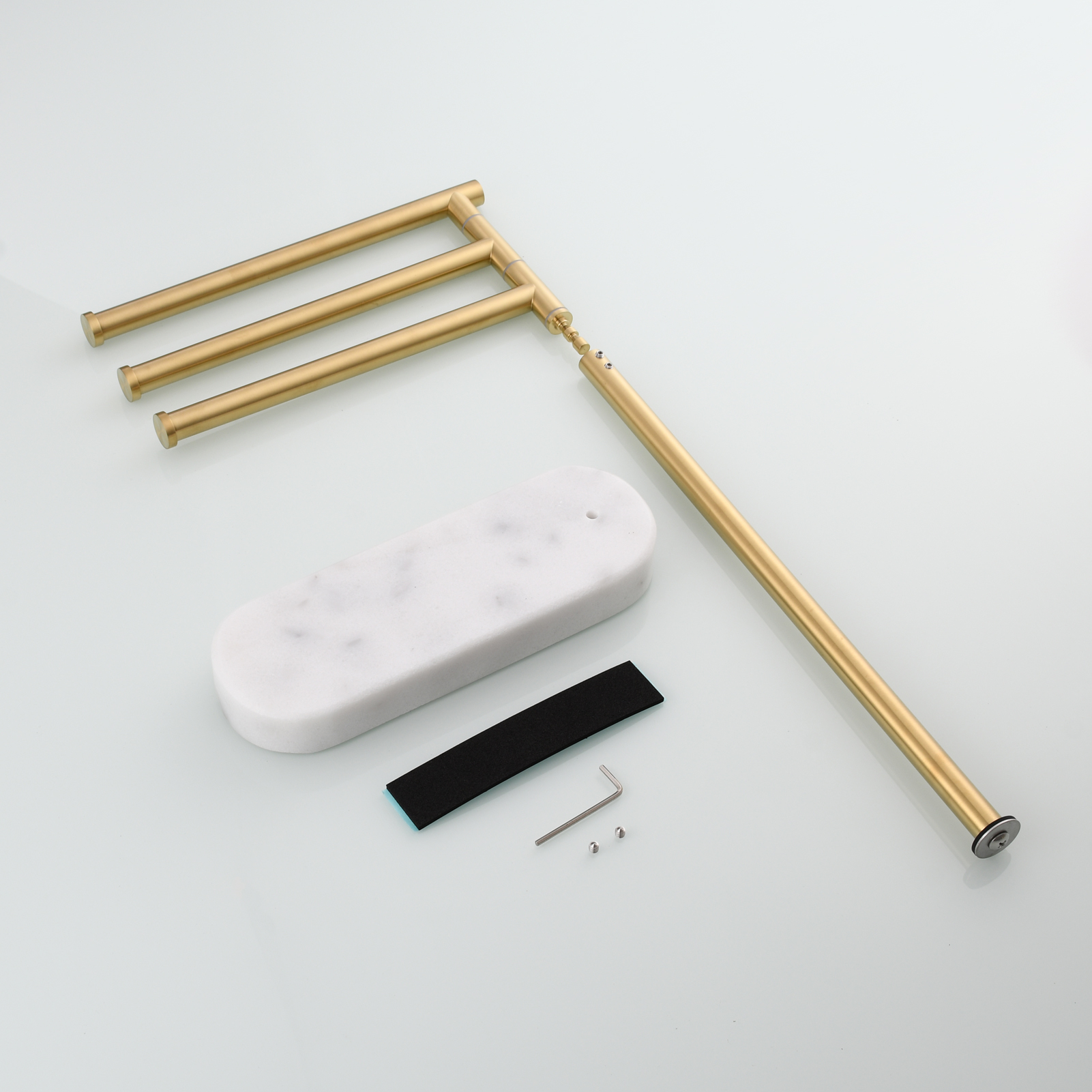 Tecmolog Stainlee Steel Marble Towel Rack,Standing Towel Rack Double or (Three) Rod for Bathroom Floor