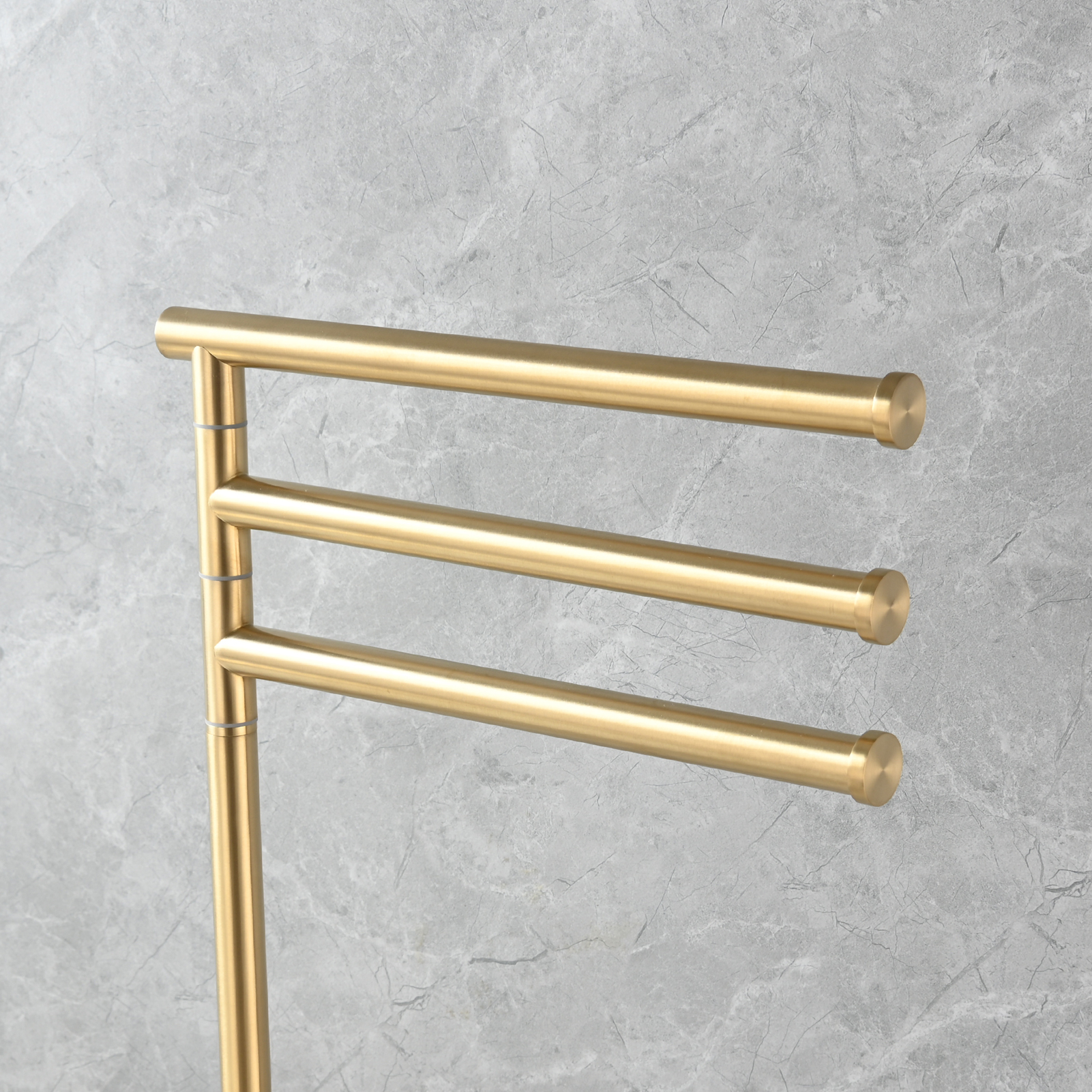 Tecmolog Stainlee Steel Marble Towel Rack,Standing Towel Rack Double or (Three) Rod for Bathroom Floor