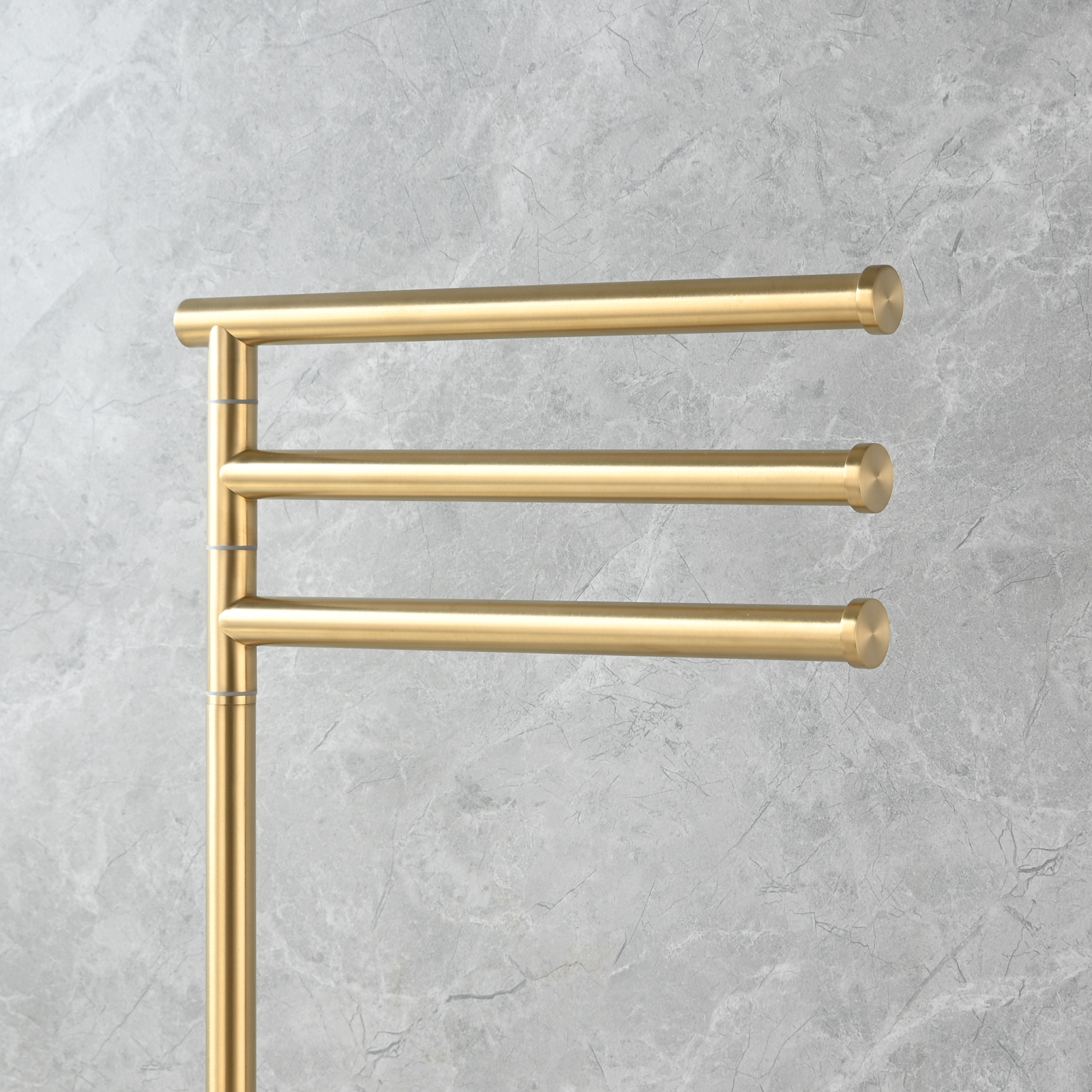 Tecmolog Stainlee Steel Marble Towel Rack,Standing Towel Rack Double or (Three) Rod for Bathroom Floor