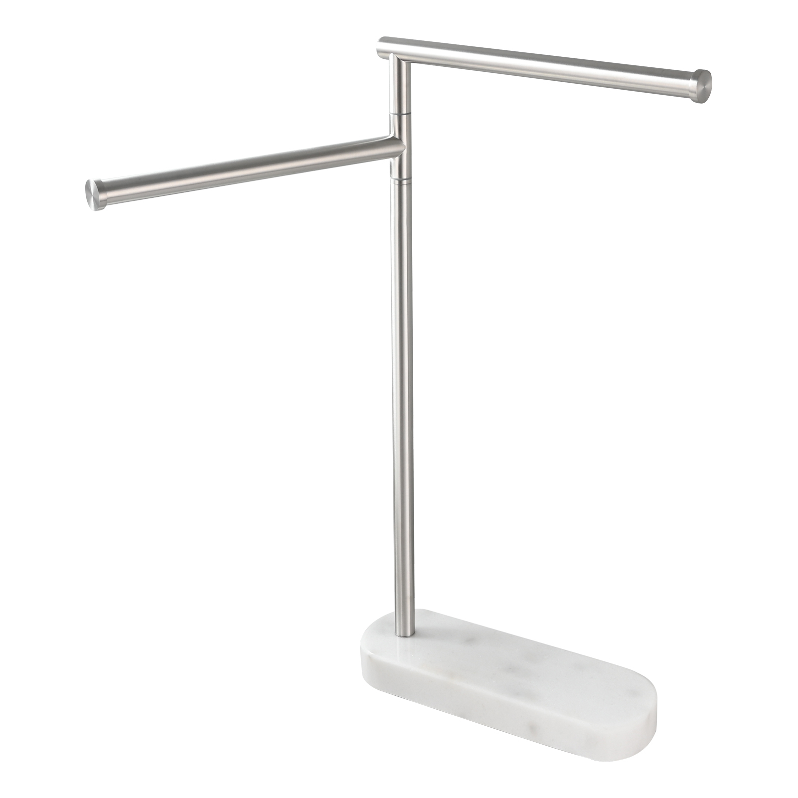 Tecmolog Stainlee Steel Marble Towel Rack,Standing Towel Rack Double or (Three) Rod for Bathroom Floor