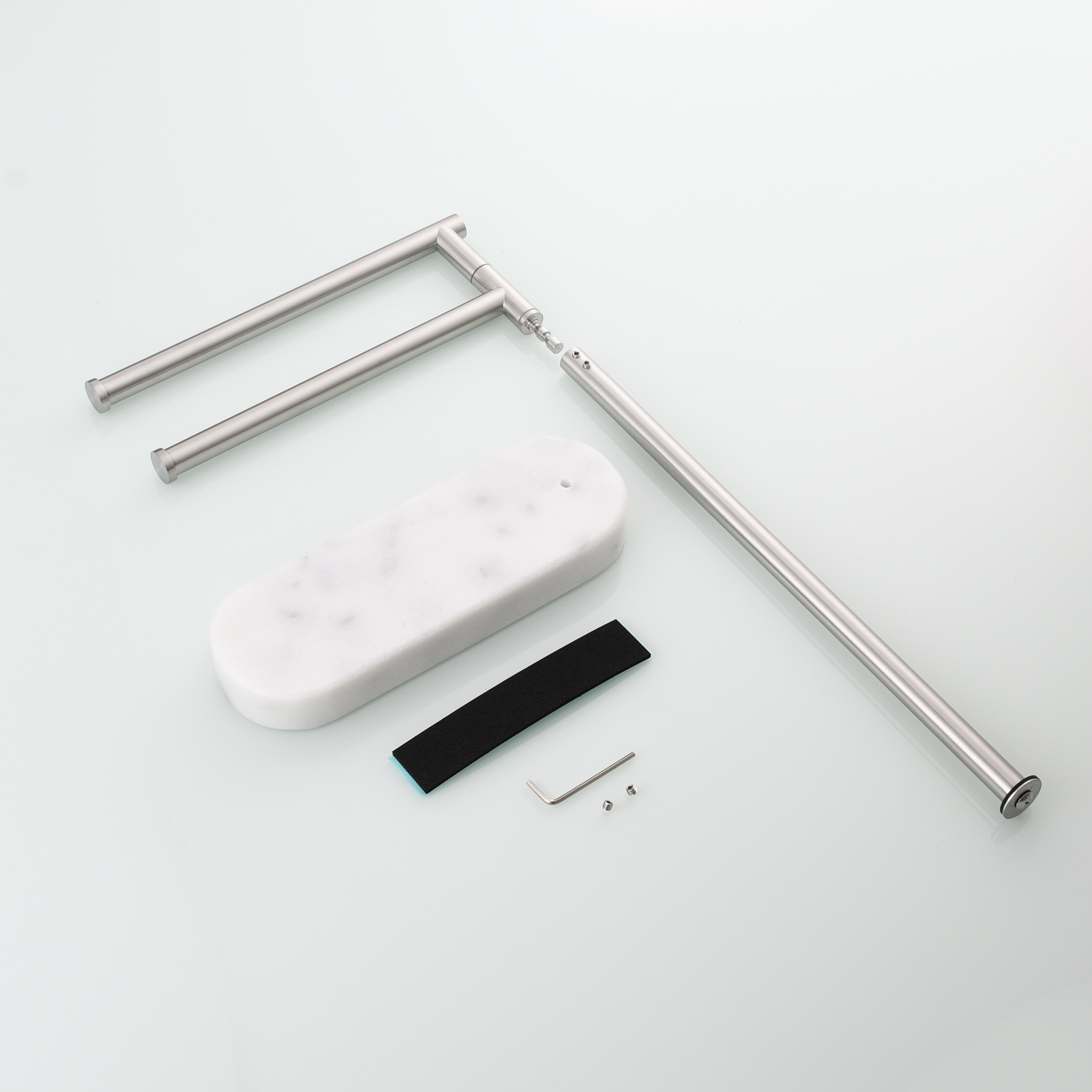 Tecmolog Stainlee Steel Marble Towel Rack,Standing Towel Rack Double or (Three) Rod for Bathroom Floor