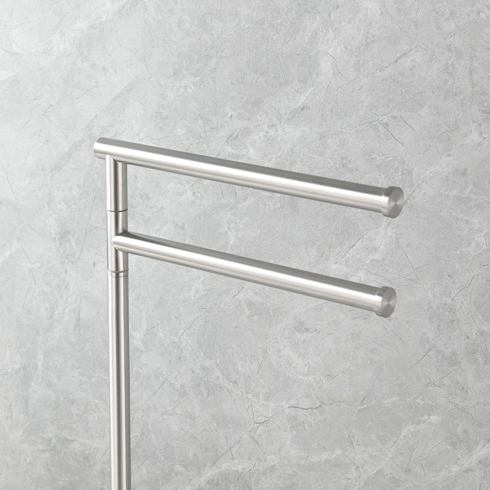 Tecmolog Stainlee Steel Marble Towel Rack,Standing Towel Rack Double or (Three) Rod for Bathroom Floor