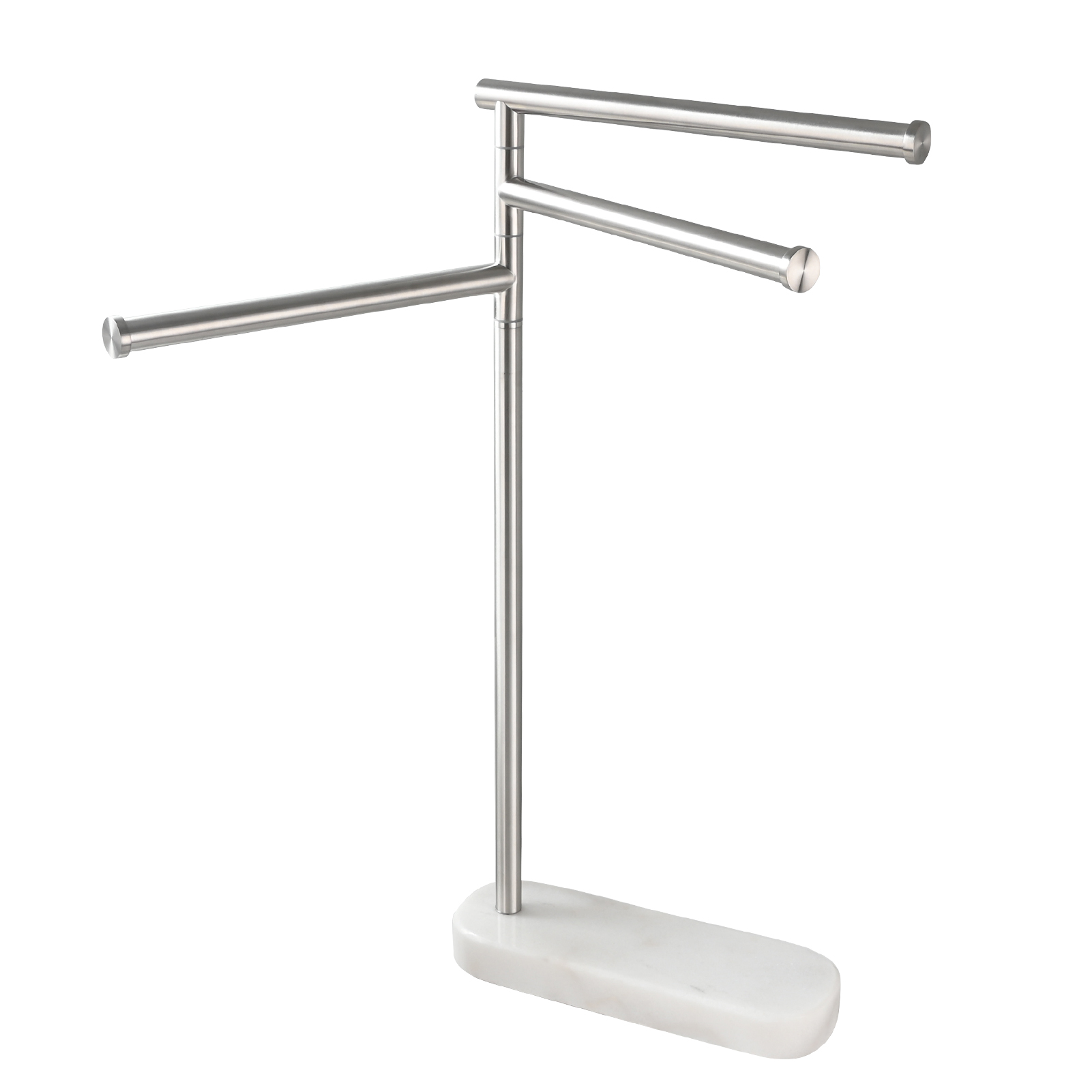 Tecmolog Stainlee Steel Marble Towel Rack,Standing Towel Rack Double or (Three) Rod for Bathroom Floor