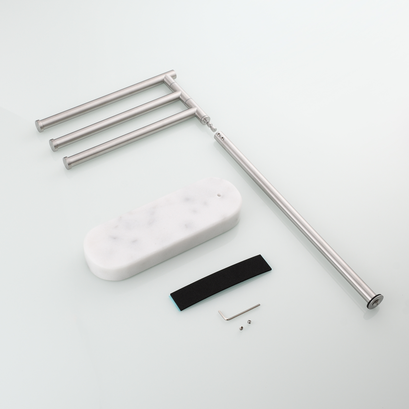 Tecmolog Stainlee Steel Marble Towel Rack,Standing Towel Rack Double or (Three) Rod for Bathroom Floor