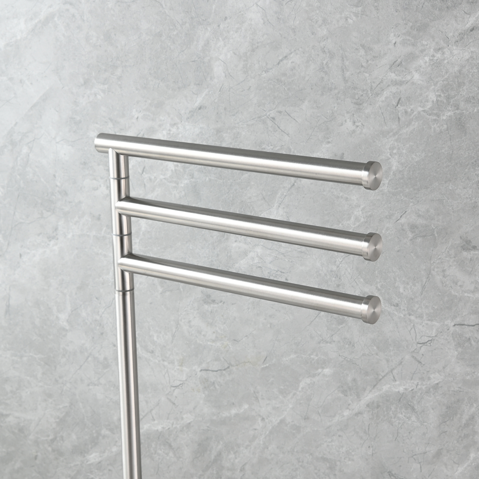 Tecmolog Stainlee Steel Marble Towel Rack,Standing Towel Rack Double or (Three) Rod for Bathroom Floor