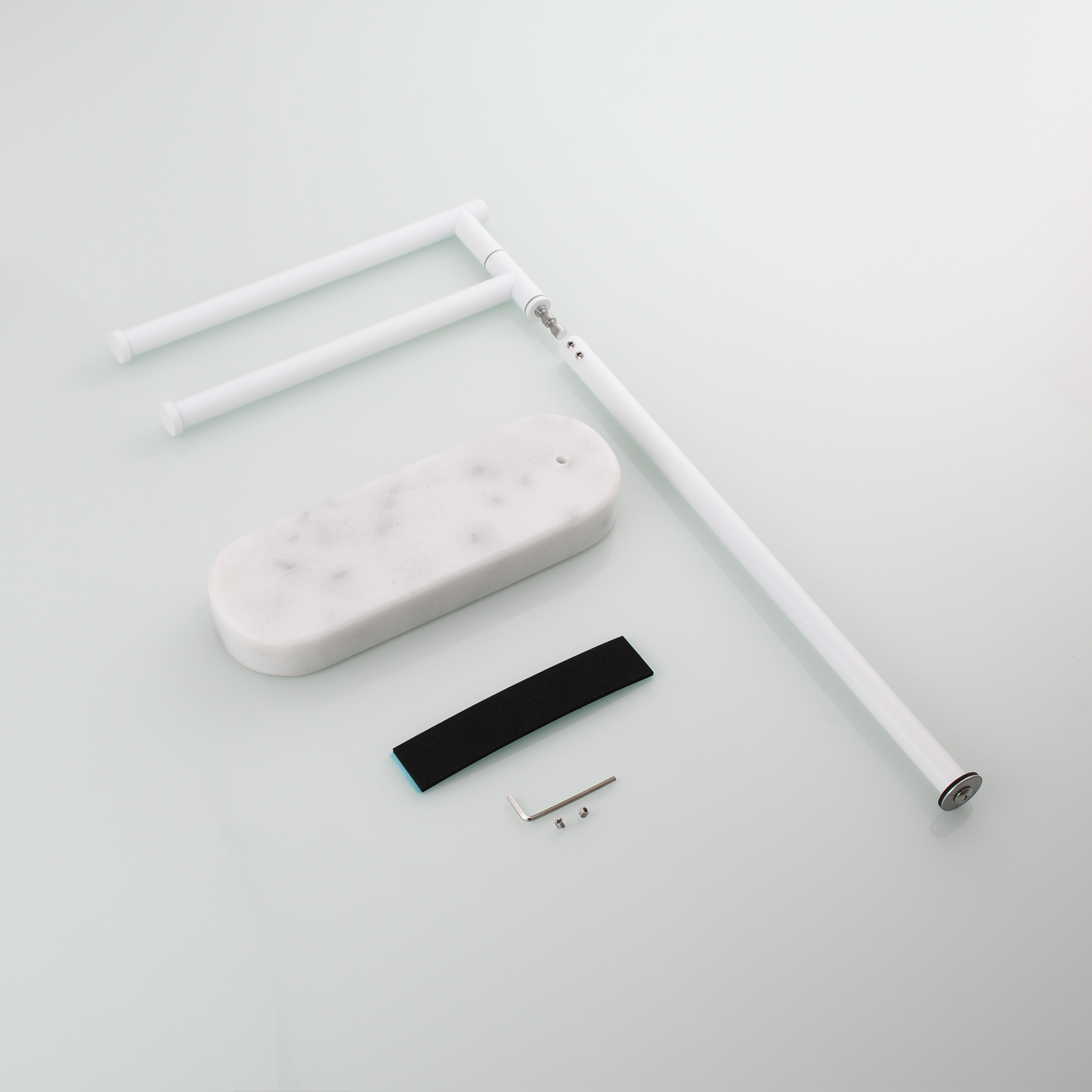 Tecmolog Stainlee Steel Marble Towel Rack,Standing Towel Rack Double or (Three) Rod for Bathroom Floor