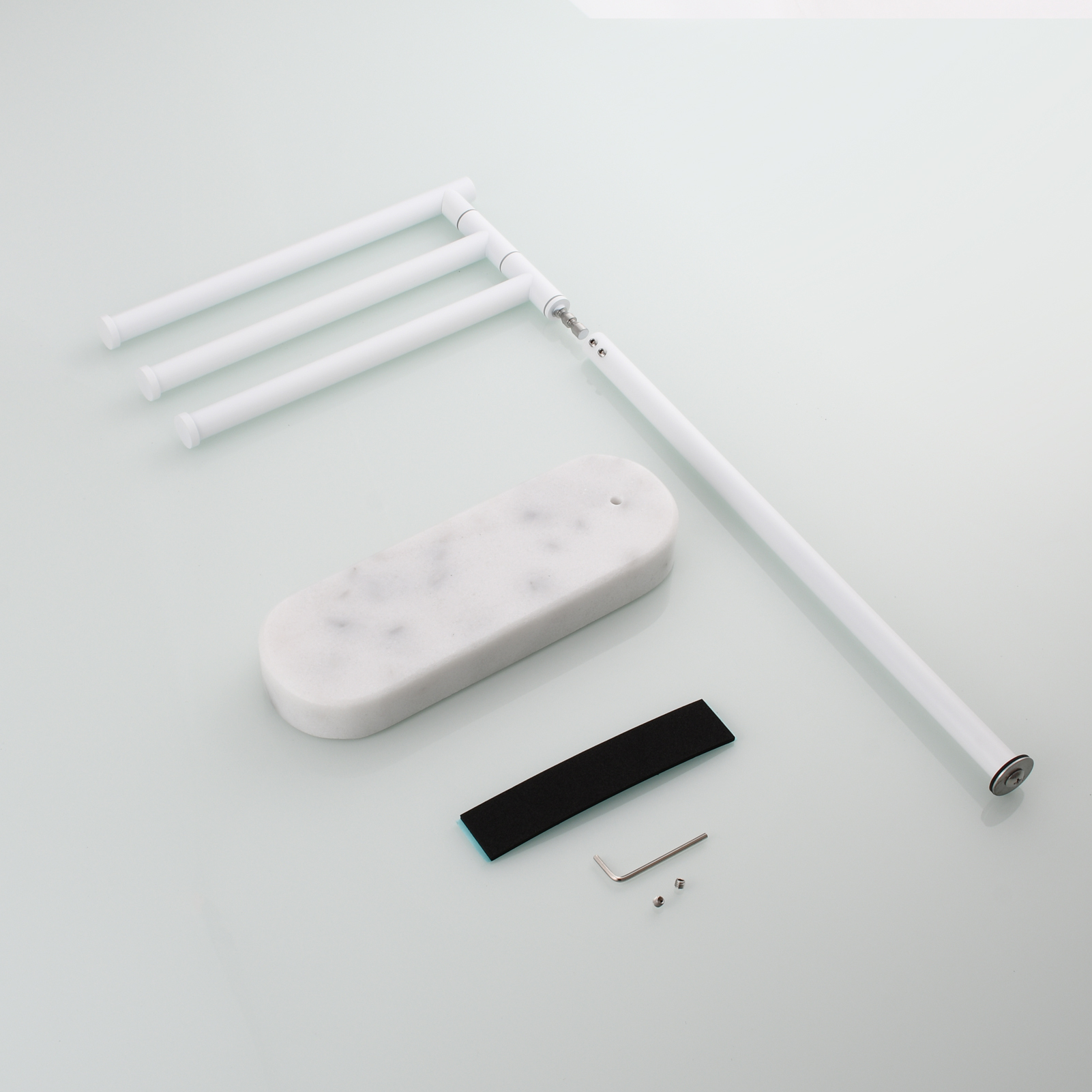 Tecmolog Stainlee Steel Marble Towel Rack,Standing Towel Rack Double or (Three) Rod for Bathroom Floor