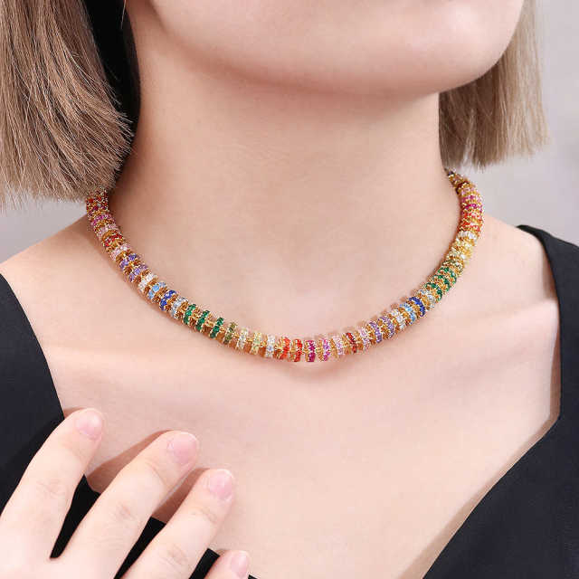 Colar Riviera Rondele A0043 necklace mix color 40cm