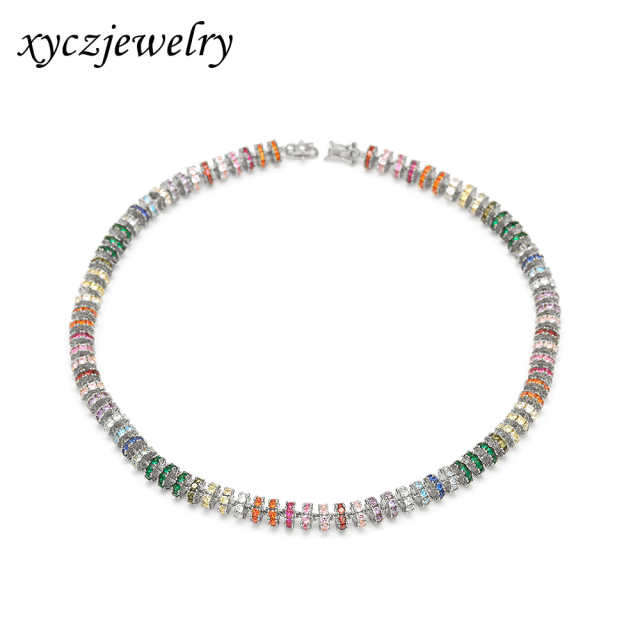 Colar Riviera Rondele A0043 necklace mix color 45CM