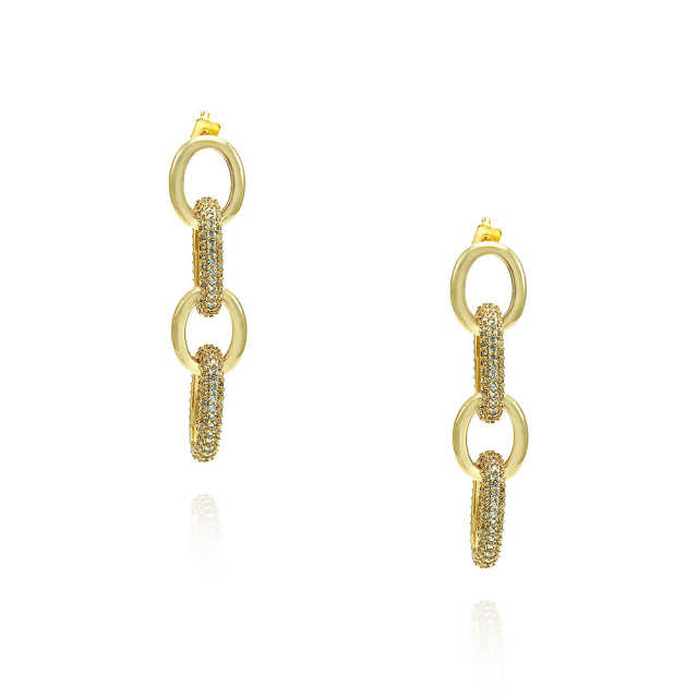 Brinco elos liso e elos cravejado XYE104268 earring