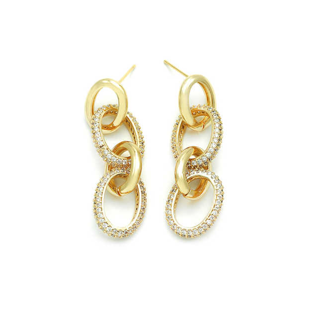 Brinco elos liso e elos cravejado XYE104268 earring