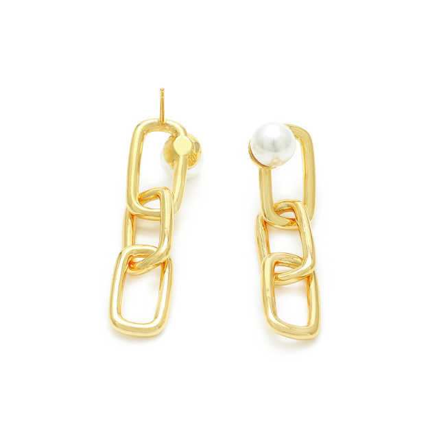 Brinco Elos  e Perola  Shell  XYE104220-1 earring
